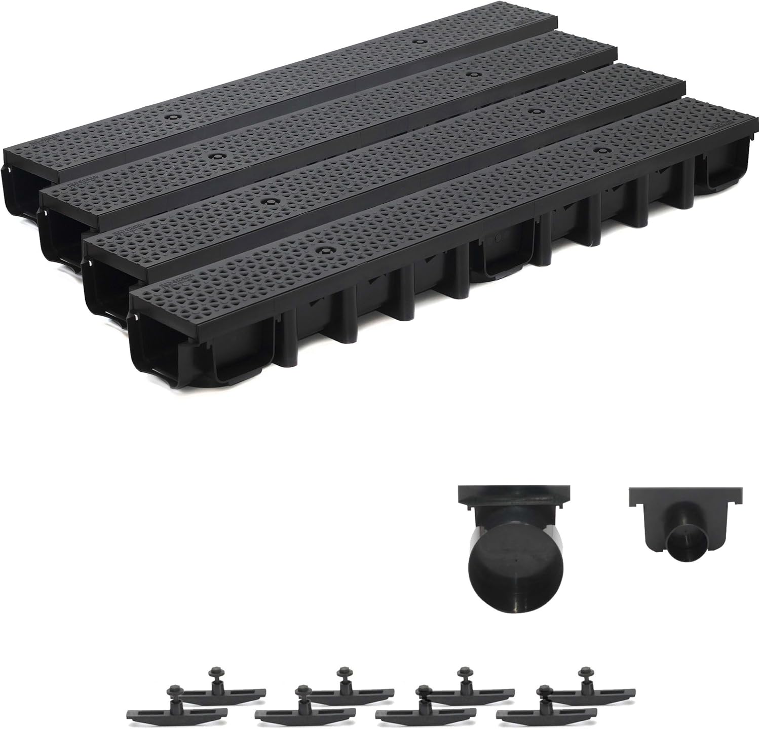 Vloerput goot zijuitlaat RVS 200 mm breed - Afvoergoot