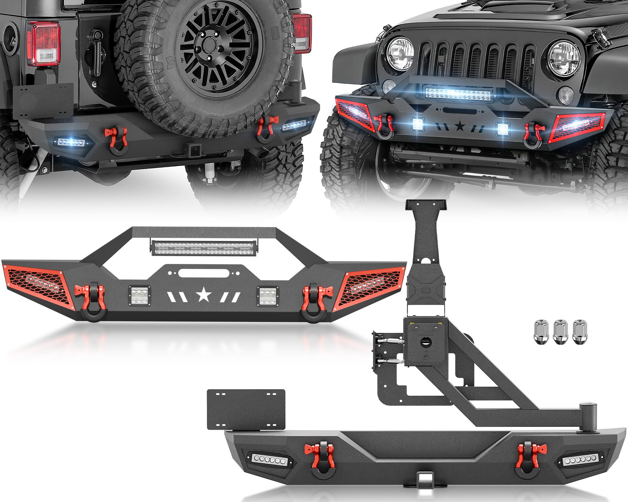 パーツ YKK jeep jk Amazon.com: YZONA for JK Front and Rear Bumpers with Spare Tire