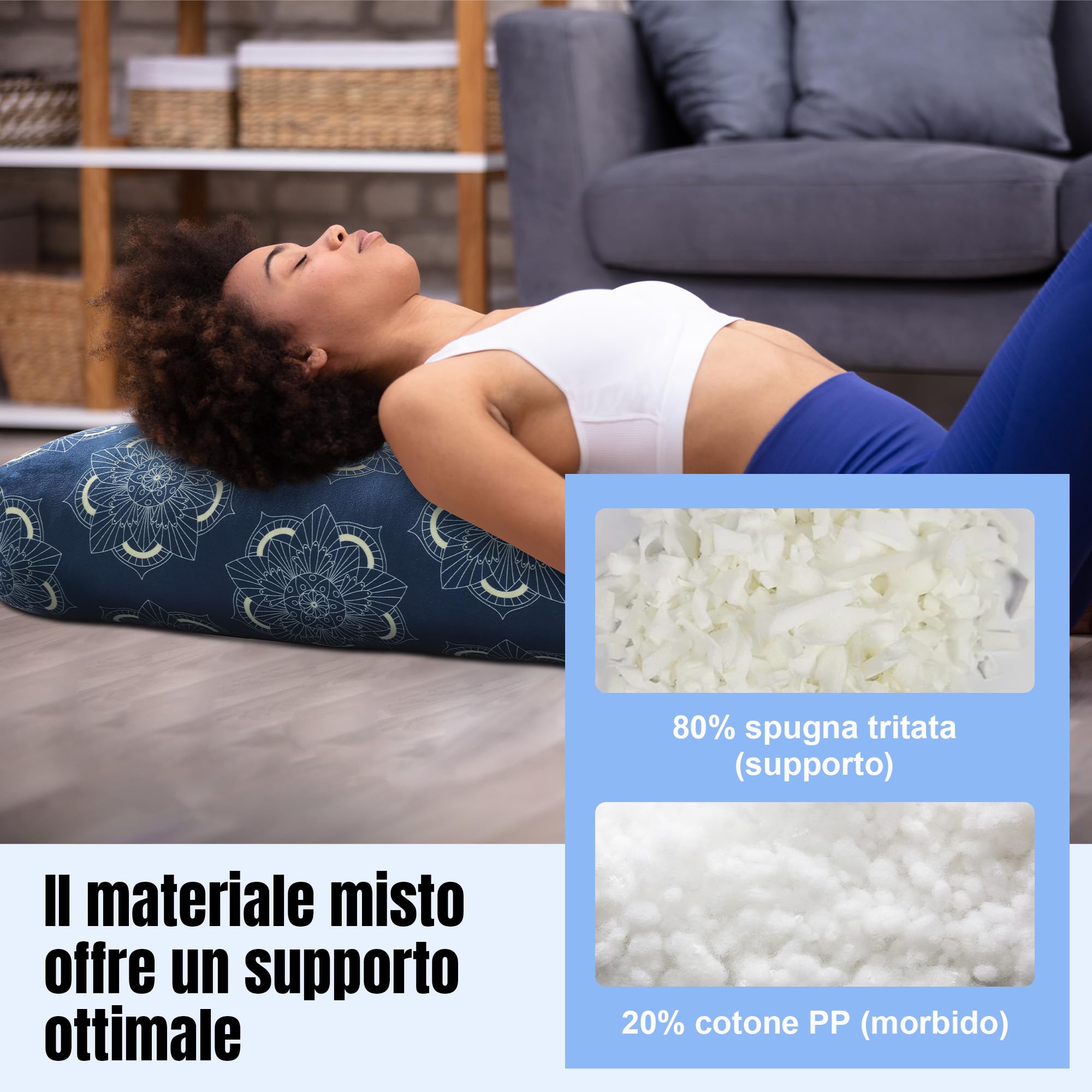 Cuscino Yoga, Cuscino Yoga Rettangolare Per Meditazione Rigenerante, Cuscino Meditazione Con Maniglia Per Il Trasporto, 70 * 27 * 15 cm