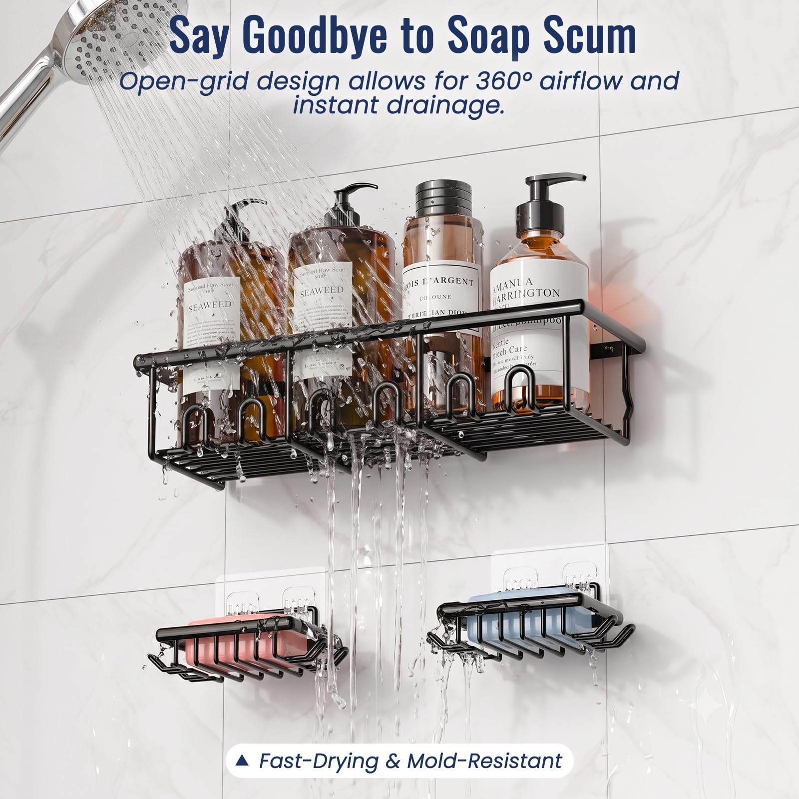 8 Pack Black Shower Caddy M25964