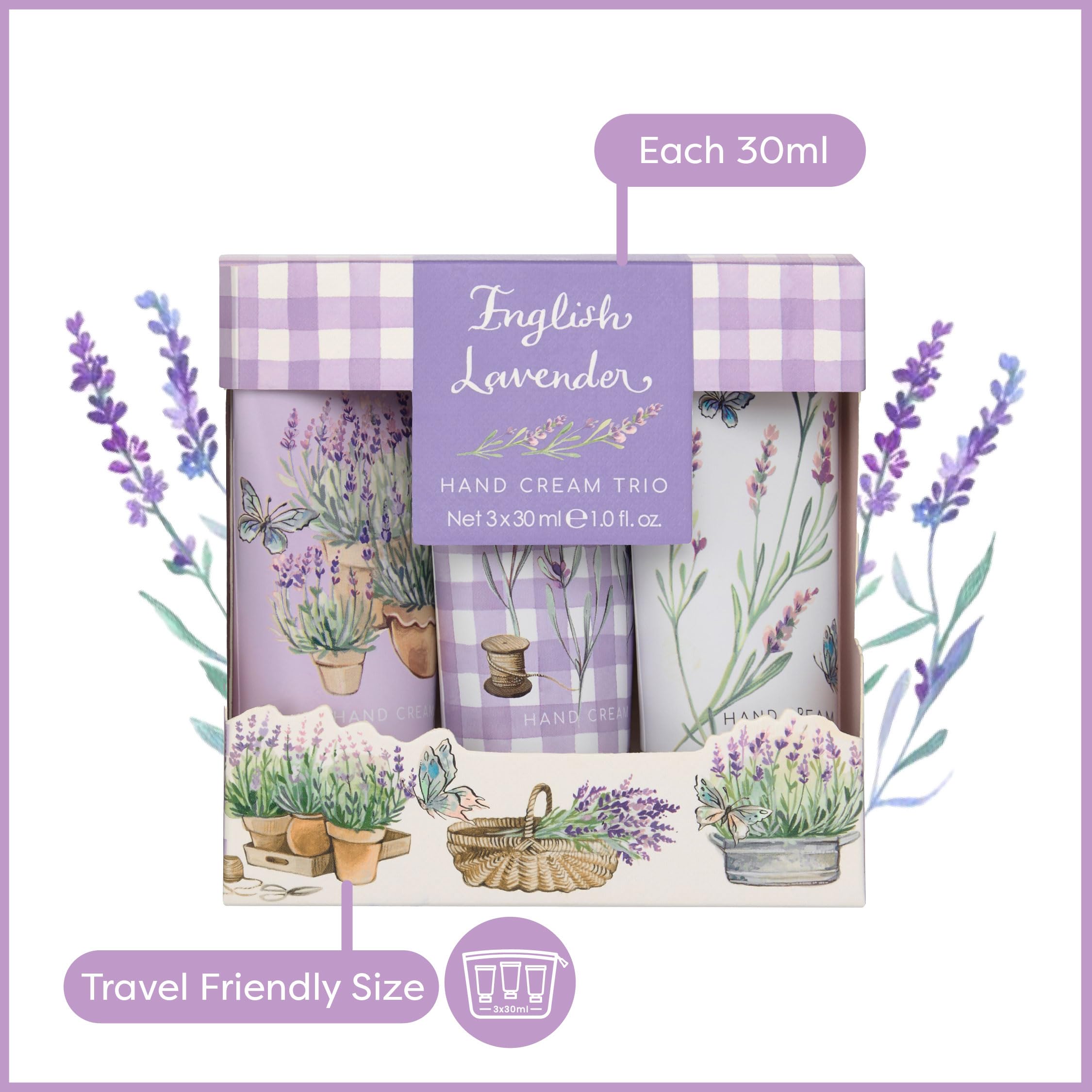 Heathcote & Ivory Hand Cream Trio 3x 30ml, Lavender Scented, Shea Butter, Argan Oil, Moisturiser Leaving Skin Soft - Image 4