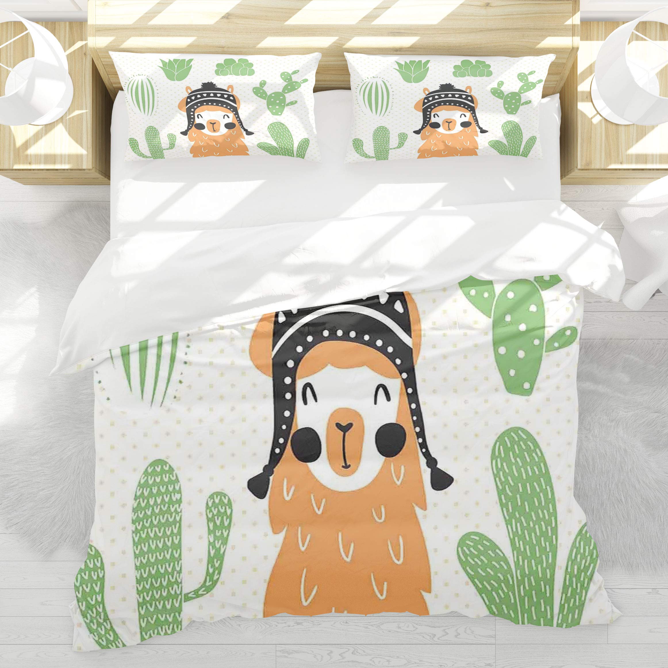 Housse de couette lama au chapeau bolivien parure de lit 200x200