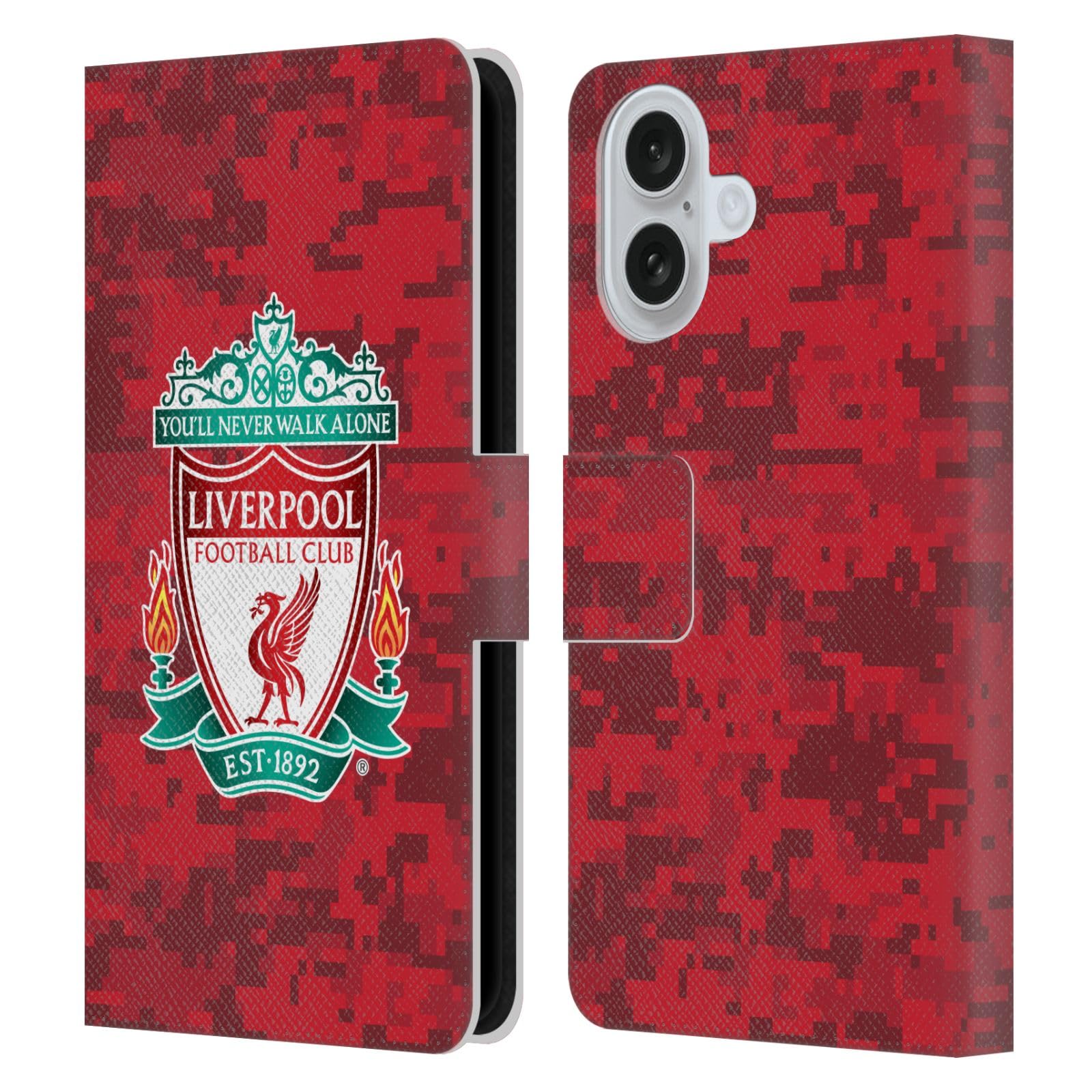 Head Case Designs Officially Licensed Liverpool Football Club Home Red Crest Digital Camouflage Leather Wallet Case Compatible With Apple iPhone 16 โ image 1