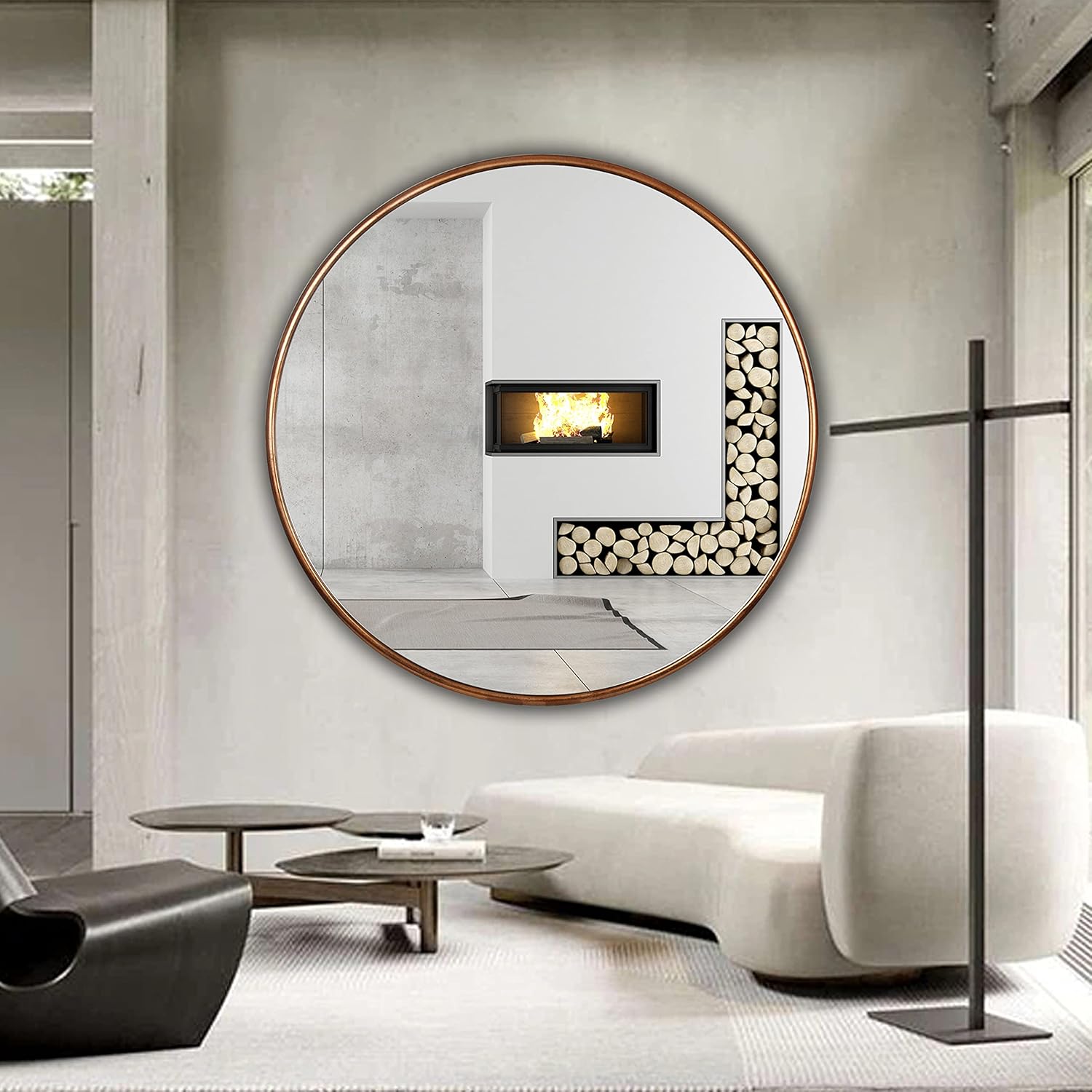 Round Mirror 48 Inch Large Circle Mirror Bathroom Mirror Full Body Mirror, Full Length Mirror Wall Mounted for Dressup,Big Mirror Oversized in Metal,Gold
