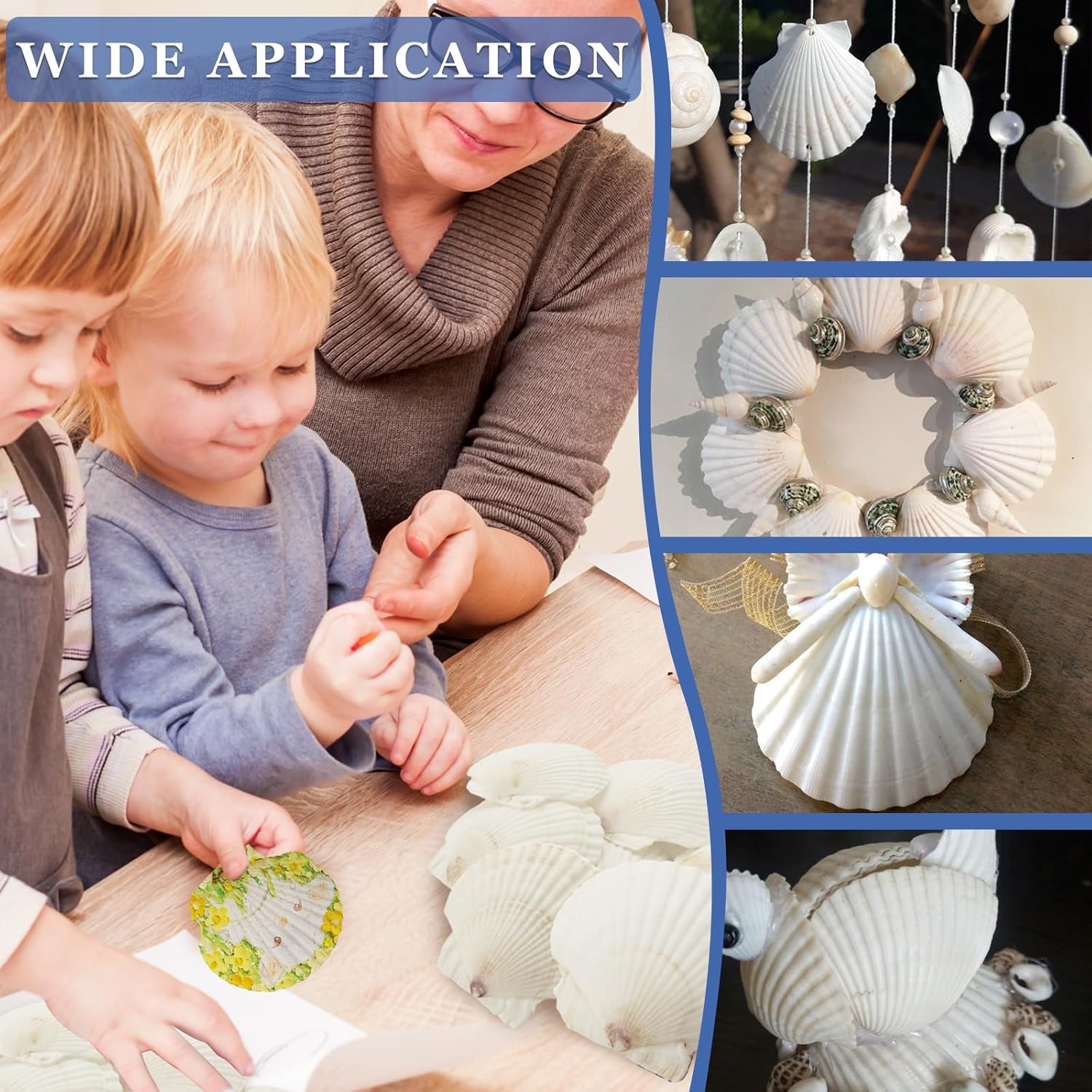 24 Pack 4-5 Inch White Sea Shells, White Scallop Shells, Large Natural Sea Shells for Crafts DIY, Seashell Beach Decorations for Home Decor Baking Cooking Serving Food