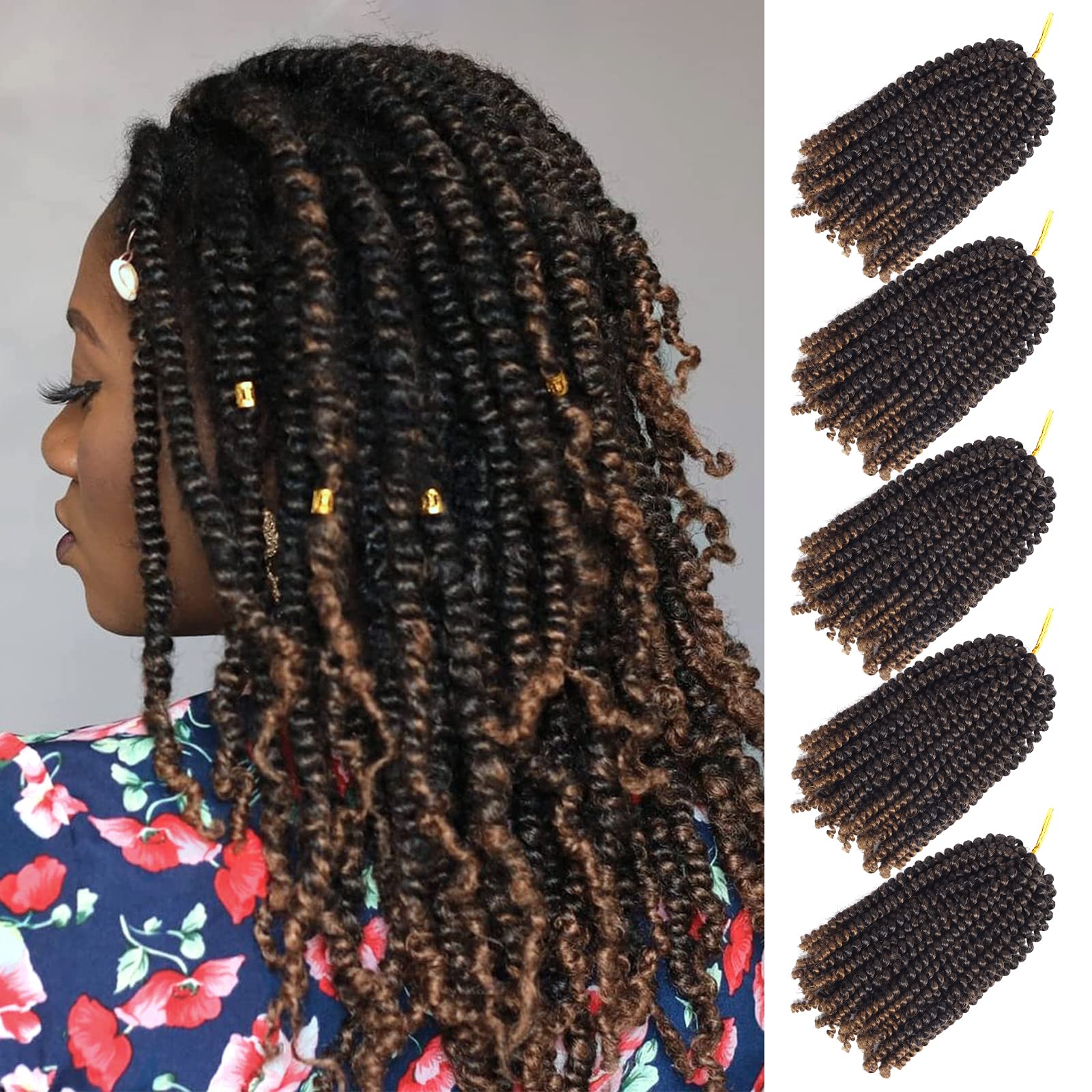 Buy 5 Packs Spring Twist Hair 8 Inch Fluffy Spring Twist Crochet