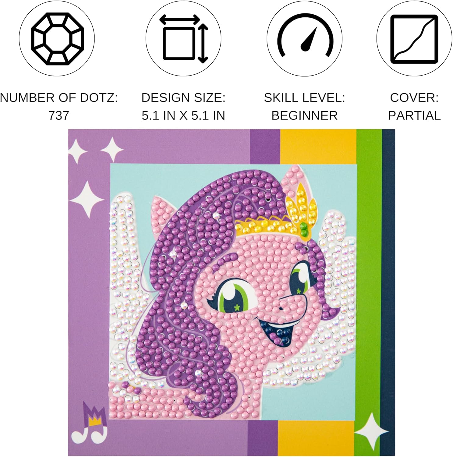 DIAMOND DOTZ But First Sparkle! My Little Pony Diamond Painting Kits for Kids - Diamond Art Kits a Relaxing Creative Craft Kit with Dotz Gems 5.1"x5.1"