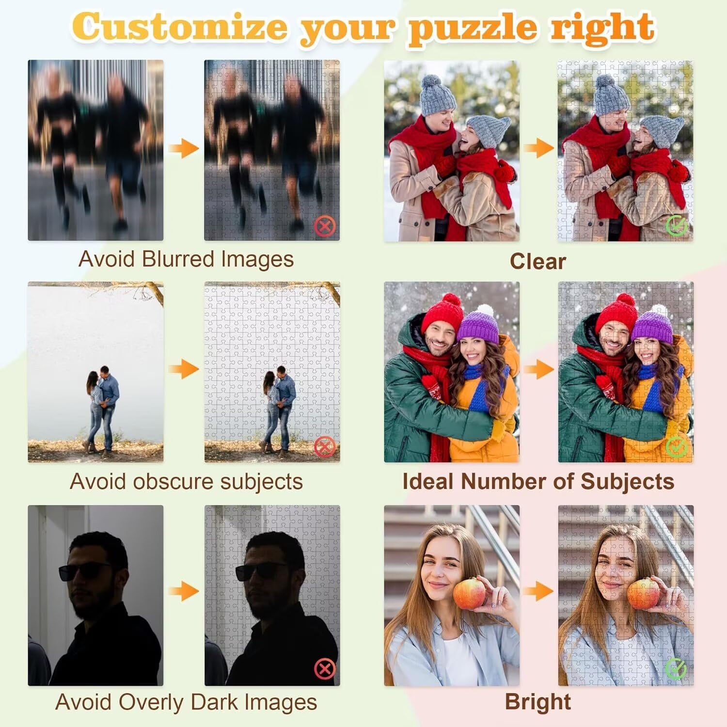 Spersonalizowana łamigłówka ze zdjęciem 1000 1500 2000 3000 4000 5000 sztuk Drewniane Puzzle Spersonalizowane z Twoim Obrazem Oryginalny prezent, z tekstem Rodzina, Zwierzęta, Urodziny, Boże