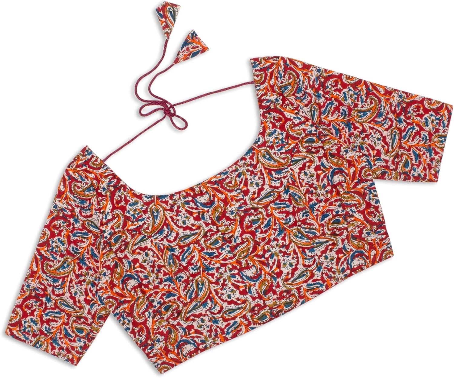 Chandrakala Cotton Printed Blouses for Women Sarees, Elbow Sleeves Ajrakh Print Crop top Choli (B223-P) - Image 4