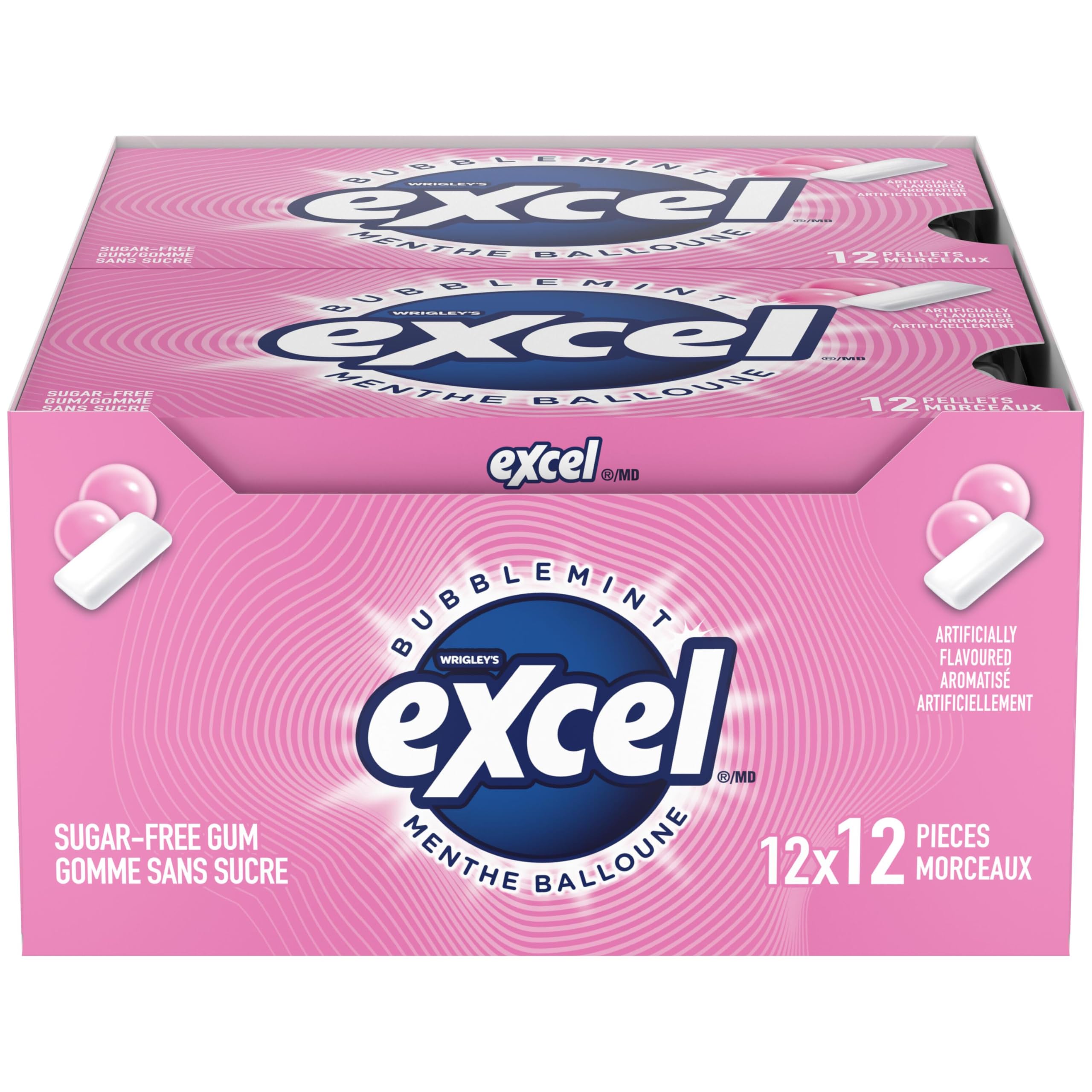 スマイル7点 Excel Bubblemint Sugar-Free Gum - Refreshing Mint 12-Pack
