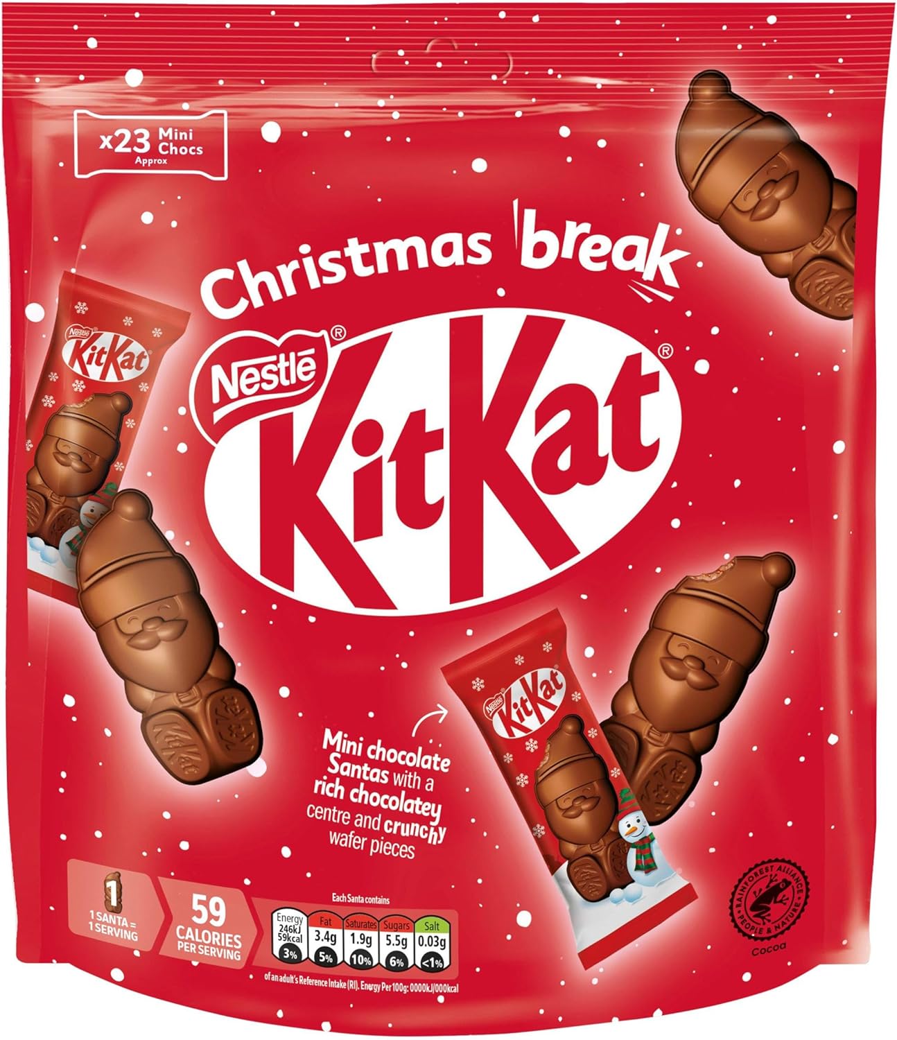 KitKat Santa Large Pouch | 264g of Individually Wrapped Mini Milk ...