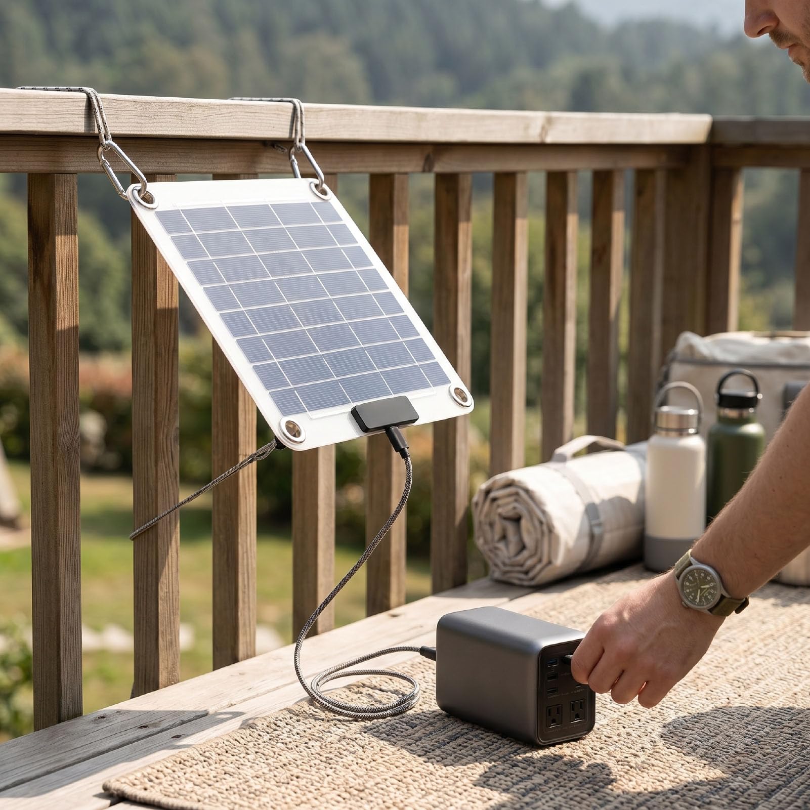 Pannello Solare Portatile da 30 W, Caricabatterie da Pannello Solare | Pannello Solare Bifacciale in Silicio Monocristallino da 30 W a Ricarica Rapida con 2 Porte di Tipo C per Campeggio, Viaggi