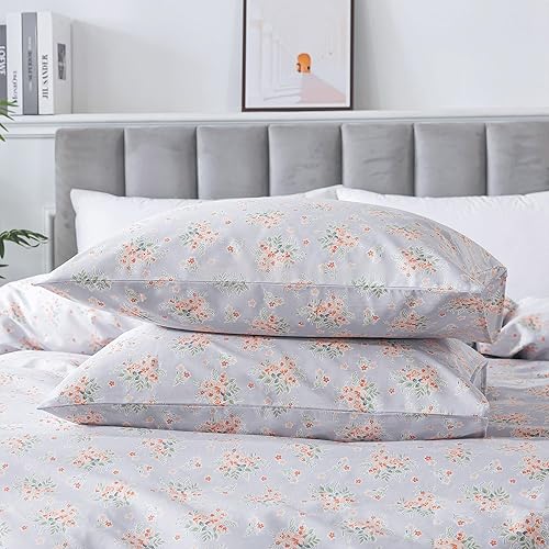 Miniatura 136 de HoneiLife - Juego de funda de edredón floral 100% algodón, 3 piezas, botánica, ropa de cama con cierre de cremallera y lazos en las esquinas