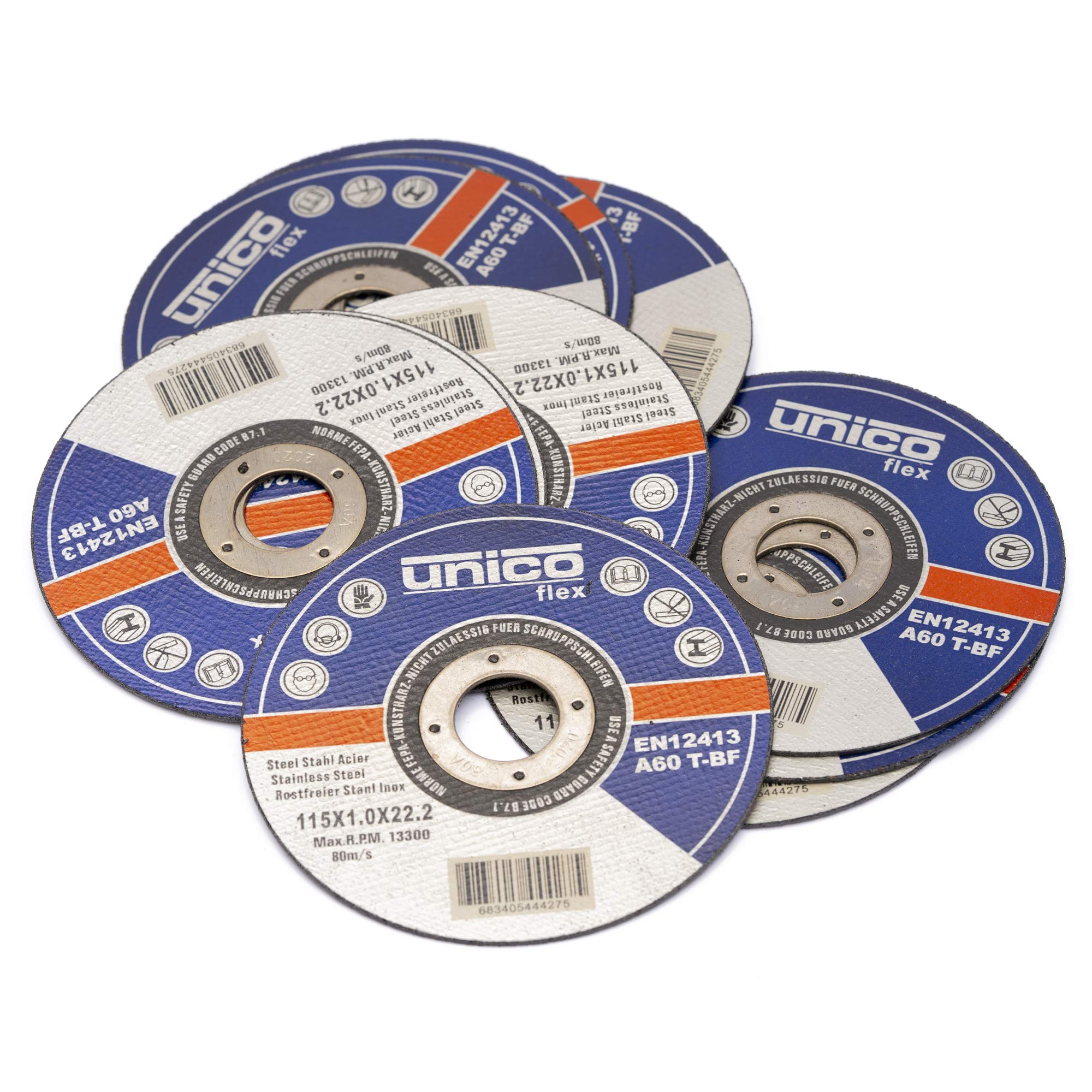 50x IPOTOOLS Disco per smerigliare 115 metallo in acciaio inossidabile, disco per smerigliare 115 mm x 1,0 mm, per metallo, acciaio e acciaio inossidabile Metallo Acciaio inossidabile