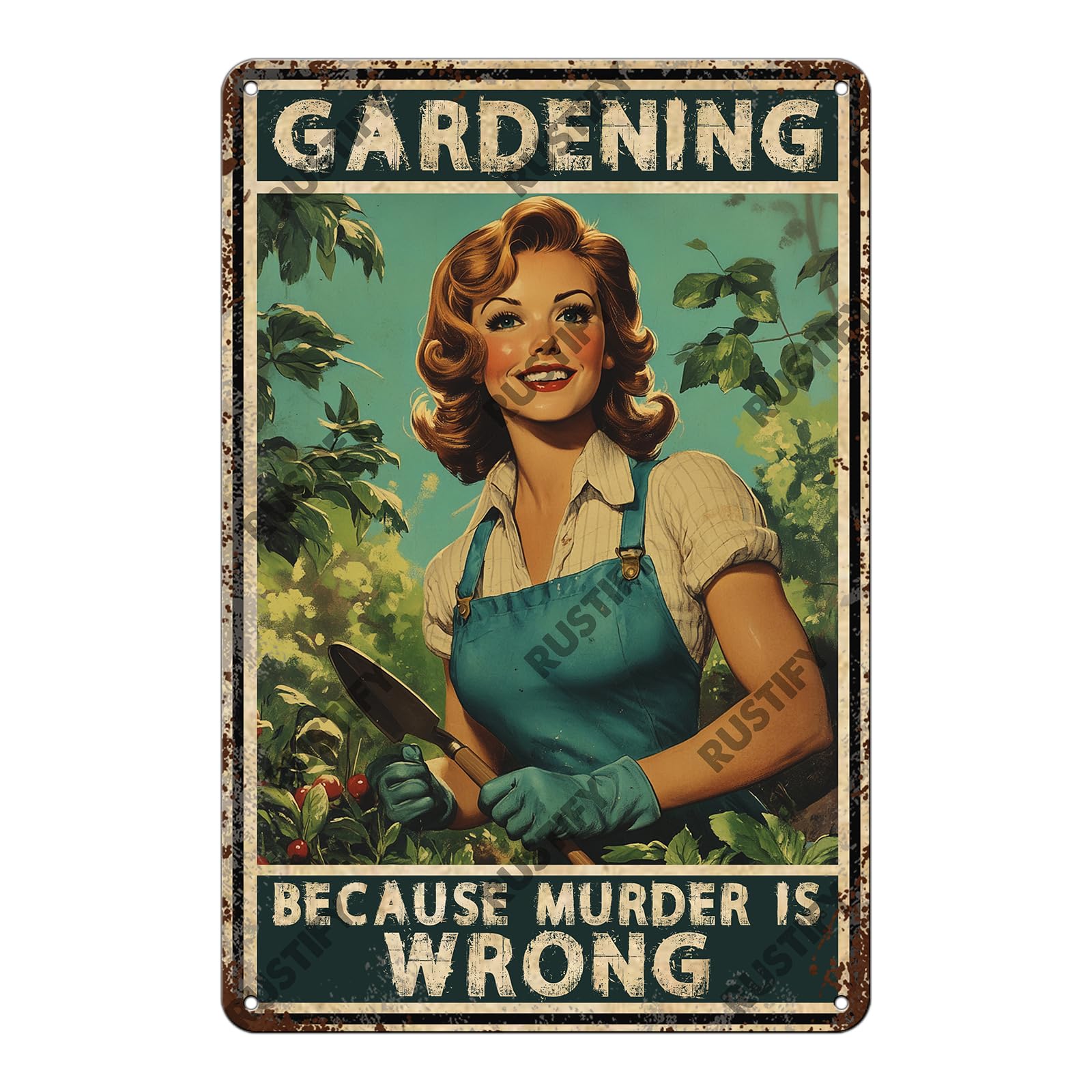 Anceky Gardening Because Murder Is Wrong Tin Sign Retro Metal Sign Wall Decor for Backyard Outdoor Home Bar Kitchen 12×16 Inch