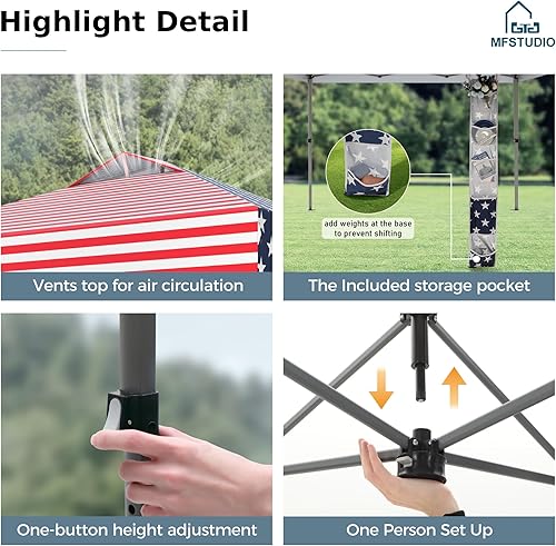 Miniatura 7 de MFSTUDIO Tienda de campaña desplegable de 10 x 10 pies, toldos para exteriores, para una persona, tiendas de campaña instantáneas portátiles con