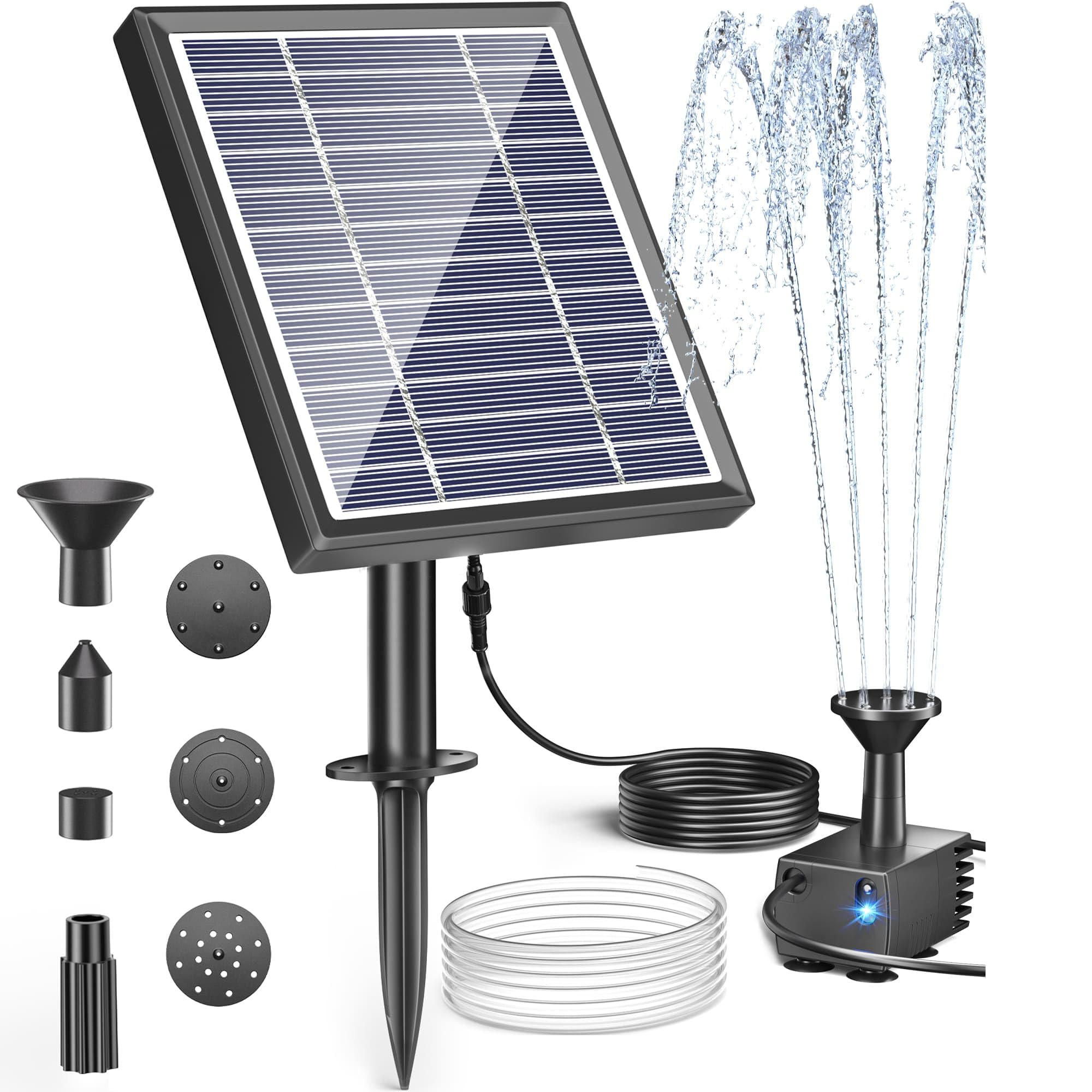 Pompe à eau solaire extérieure 2,5W avec conduite d'eau et filtre pour jet d'eau