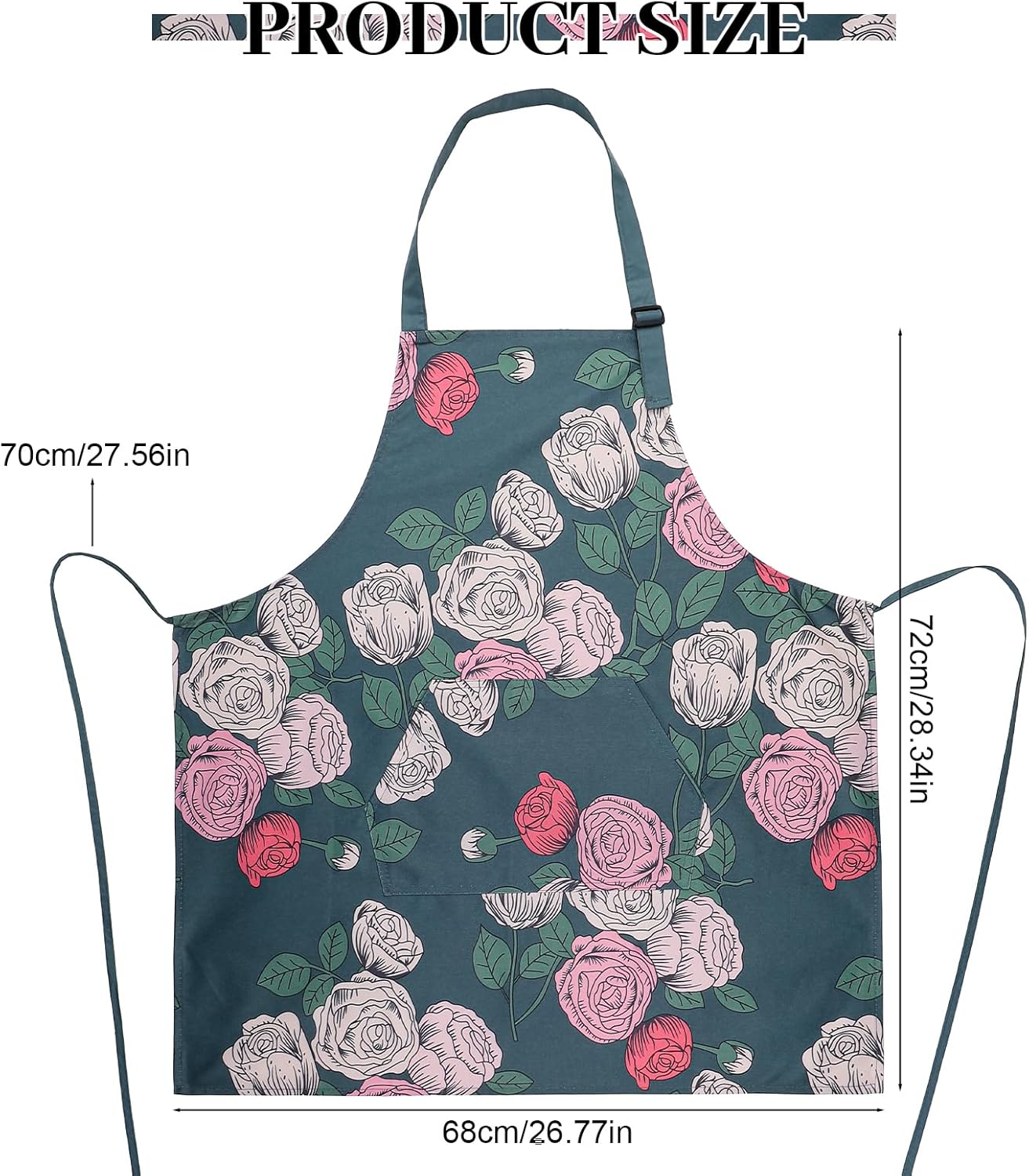 3 Pack Floral Aprons for Women with 2 Pockets, Galentine's Day Women Apron Waterproof Adjustable Cooking Aprons for Kitchen, Gardening, Baking, Salon Apron Gift for Mom Wife Sister Grandma - Image 2