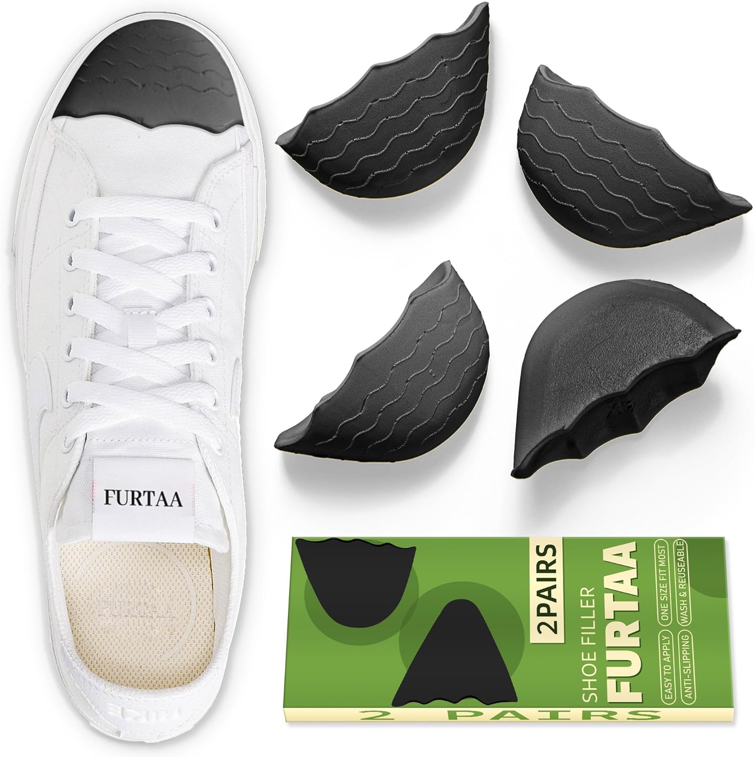 Shoe Filler Insert for Loose Shoe,Toe Cushion Fillers Make Shoes Fit for All Day Pain Relief and Comfort,Shoe Inserts for Men and Women. Black M:One size too big