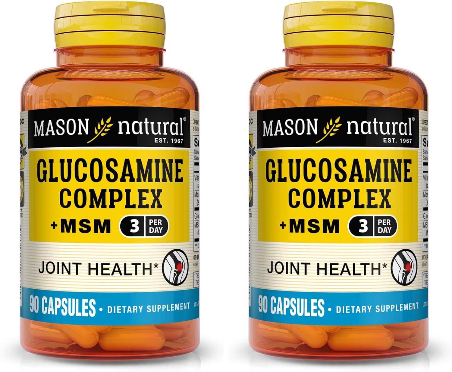 MASON NATURAL Glucosamine Complex Plus MSM with Vitamin C - Supports Joint Health, Improved Flexibility and Mobility, 90 Capsules (Pack of 2)