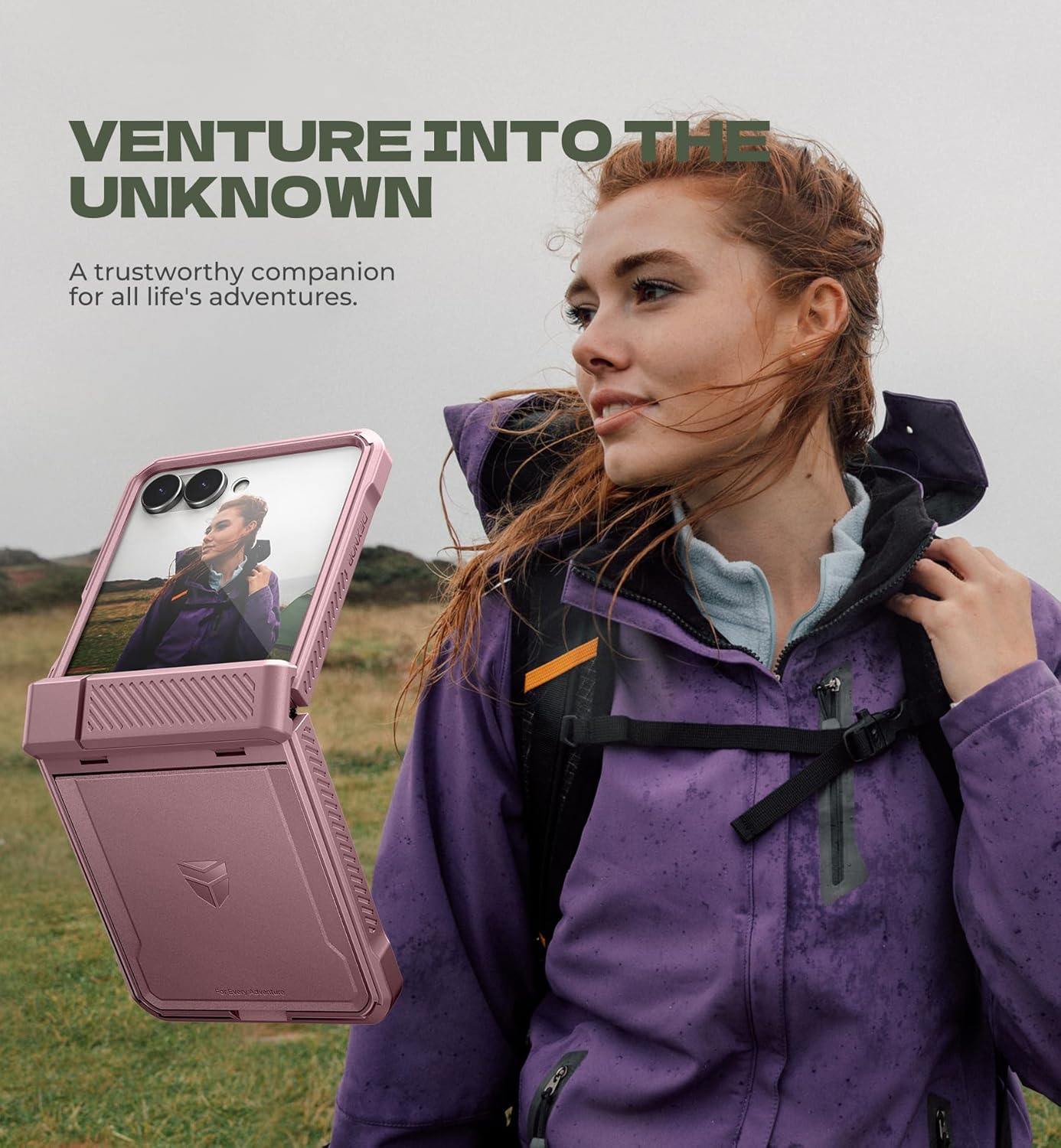 Dexnor for Samsung Galaxy Z Flip 7 Case with Dual Kickstands & Auto-Close Hinge Protection & Screen Protector, Full-Body Rugged Shockproof Protective Cover Bumper Cases for Galaxy Z Flip 7,Peony Pink