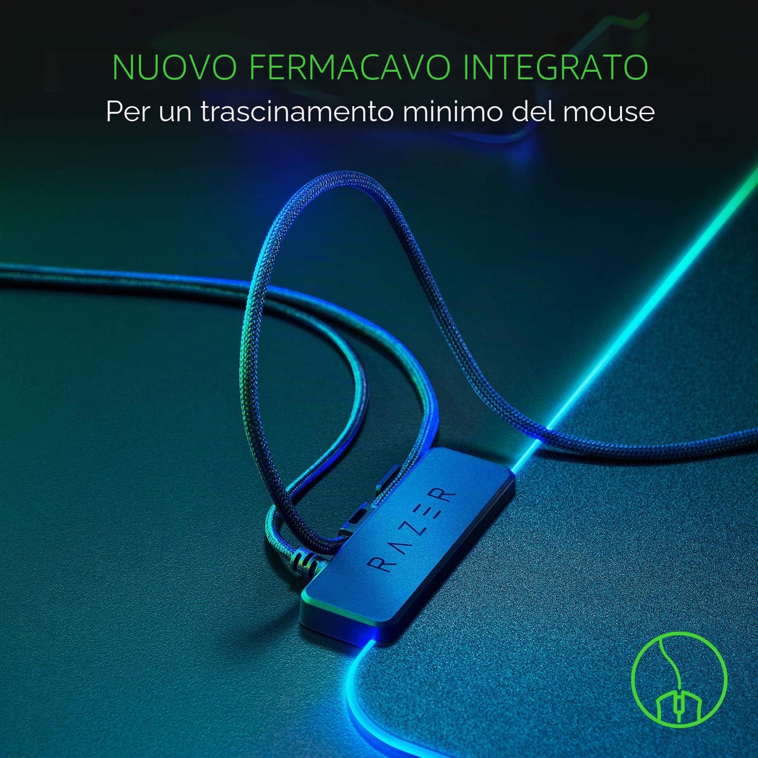 Razer Firefly V2 - Tappetino per mouse da gioco con superficie in microtrama e illuminazione RGB (Illuminazione del bordo a tutto tondo, Ferma-cavo integrato) Nero