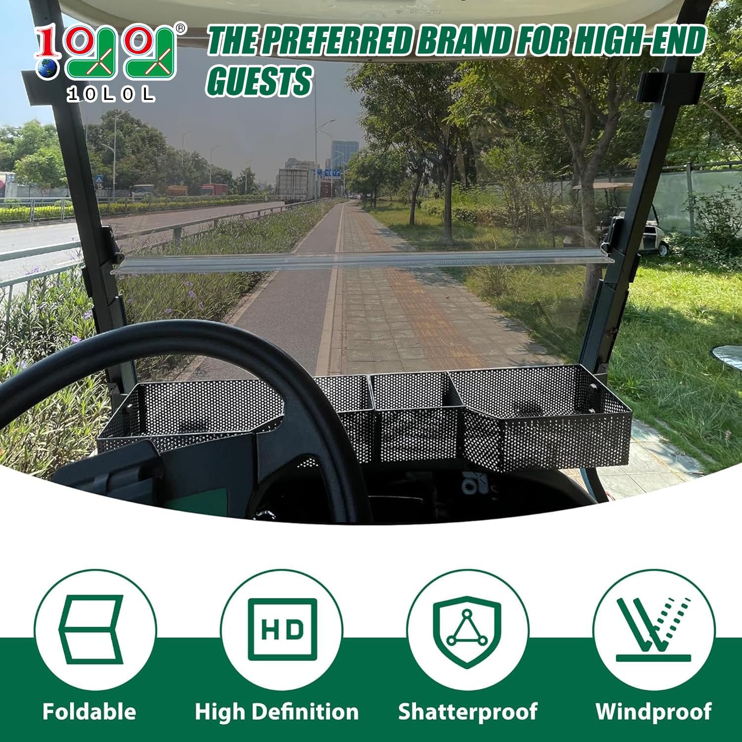 10L0L Golf Cart Windshields for Club Car DS (2000-up) HD Shatterproof Foldable Windproof Windshield UV Protection Golf Cart Front Windshield