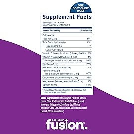 Bariatric Fusion Bariatric Calcium Supplement Chews | Calcium Citrate with Vitamin D3 Bariatric Vitamin | Sugar Free Chewable |500mg |Cranberry Grape | 60 Count