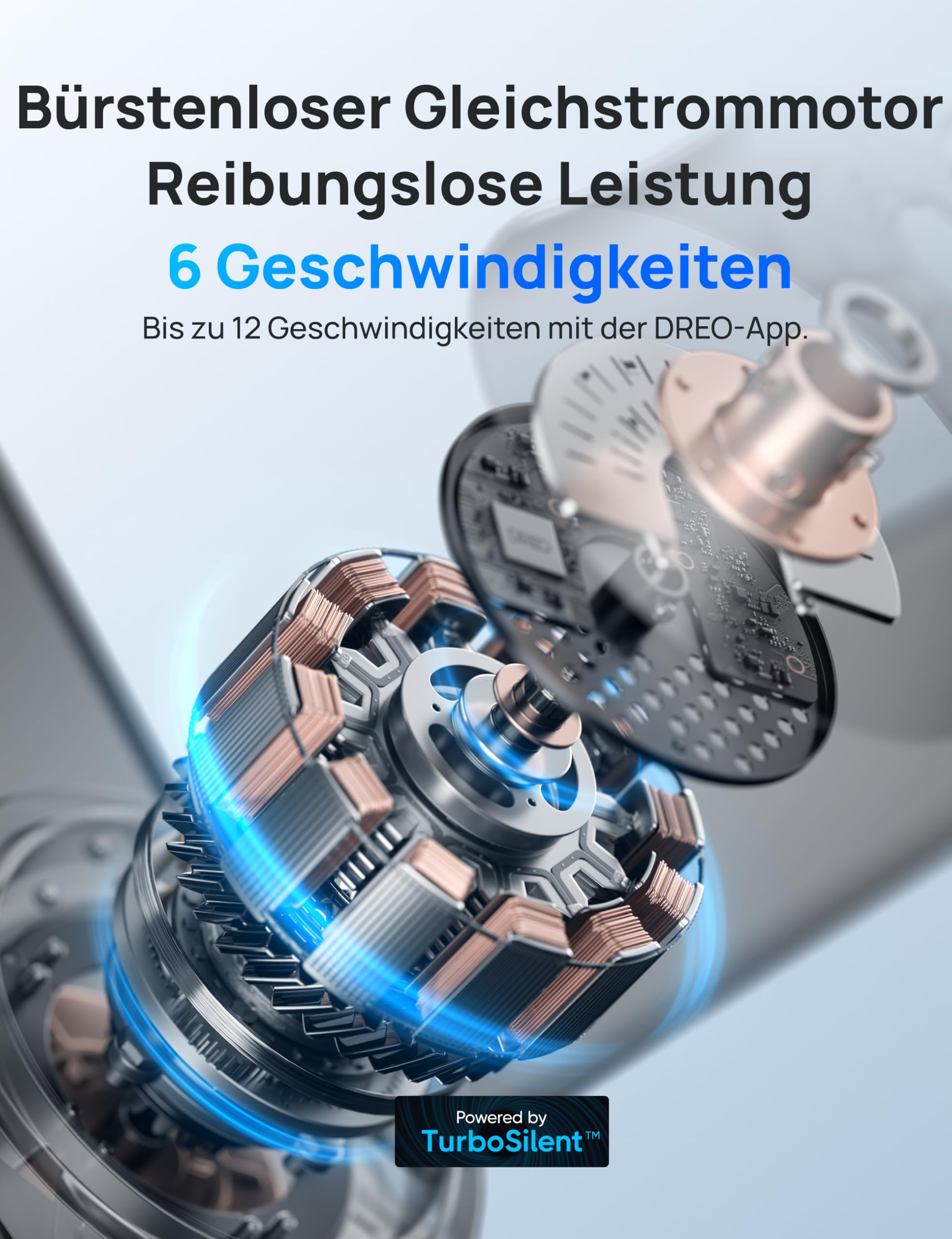 DREO Smart Deckenventilator mit Licht, 132 cm, 12 Geschwindigkeiten, 3 Modi, stufenlos dimmbares LED-Beleuchtung, leiser DC-Motor, 12H-Timer, Fernbedienung/APP/Alexa, für Innenräume, Weiß