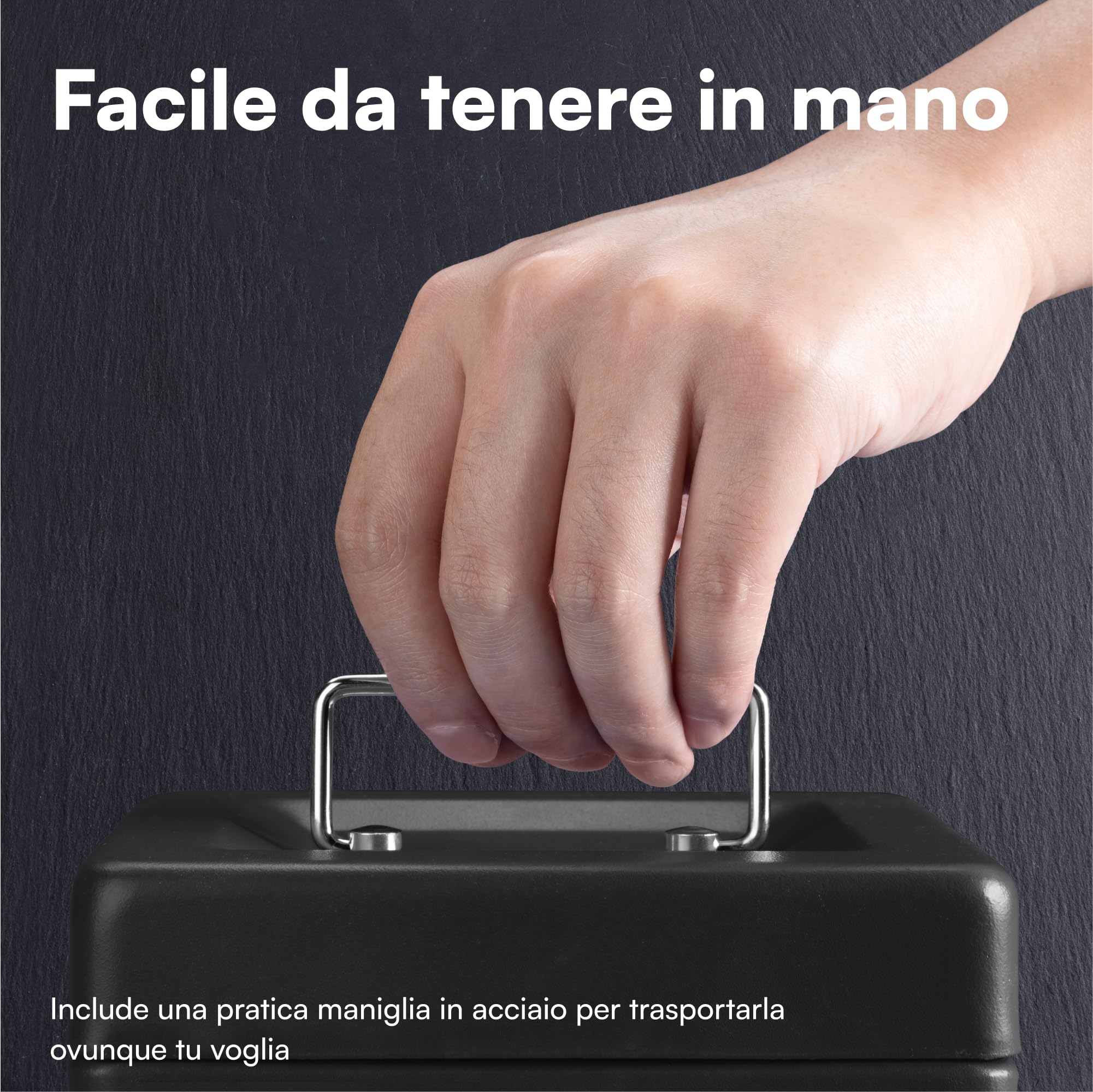 H&S Cassetta portavalori richiudibile – Cassetta porta denaro piccola – Salvadanaio richiudibile – Nero con due chiavi – Casetta per banconote e monete