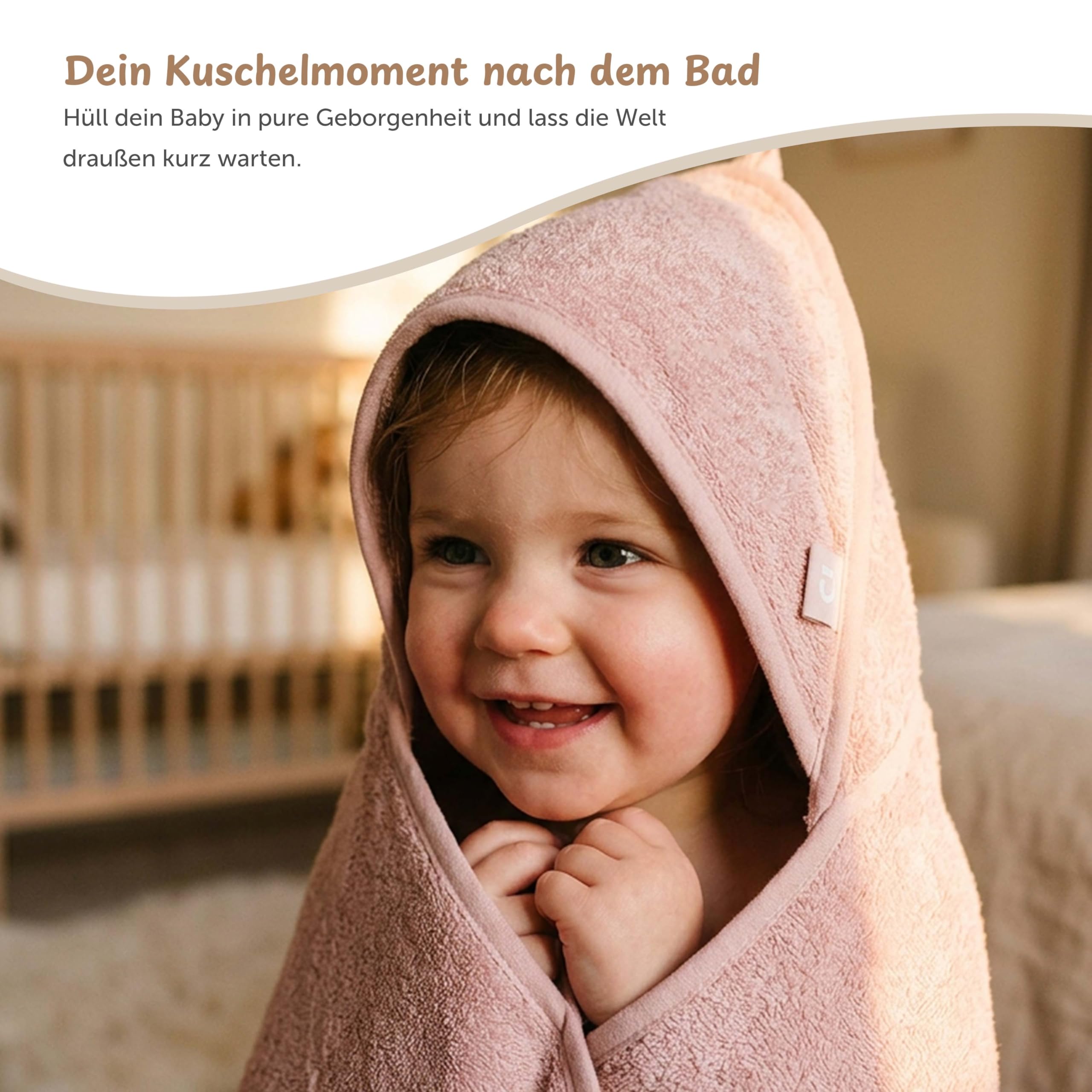Kidsmood - personalisiertes Kapuzenhandtuch Baby | Niedliches Babyhandtuch, Bestickt mit Namen | Flauschig & sicher für zarte Babyhaut Liebevolles Geschenk zur Geburt Mädchen & Jungen (75x75 cm)