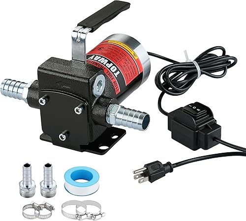 TOPWAY Bomba de combustible de gasolina de 110 V CA, bomba de transferencia de aceite autocebante de 3.7 GPM con mango, bombeo reversible,