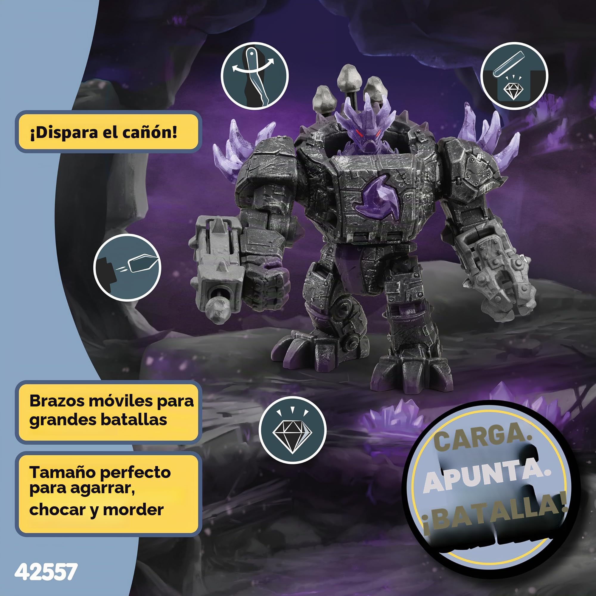 Schleich ELDRADOR Creatures | Gran Robot de Sombra con Minicriatura 42557 | Juguete articulado con función de Disparo, Compartimento Secreto y Accesorios | A Partir de 7 años | 17 Piezas | Juego ELDRADOR con función de disparo, torso giratorio y tapa secr