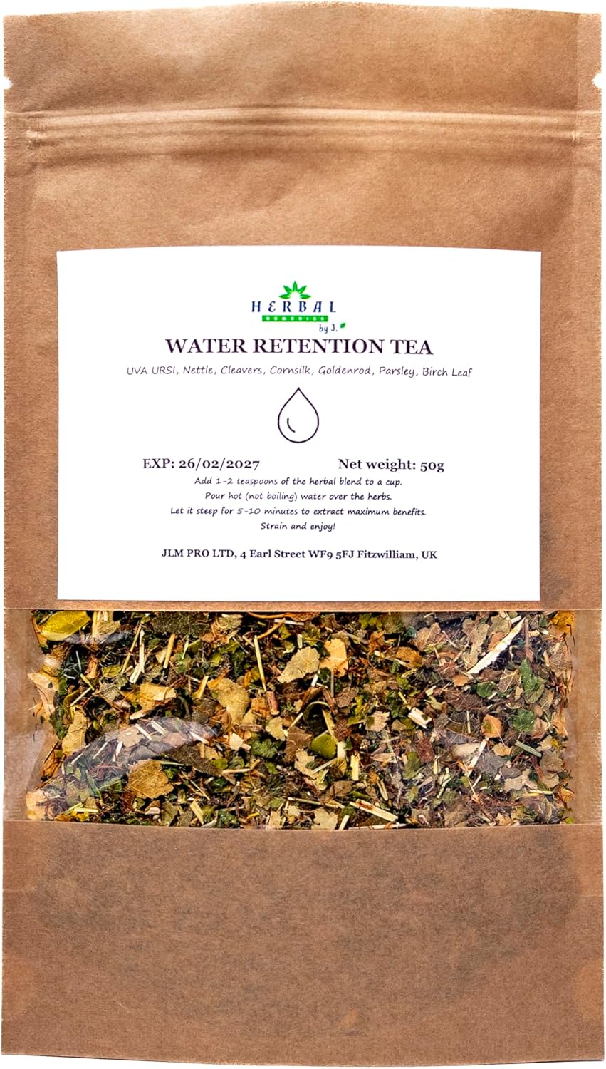 Water Retention Herbal Tea – Natural Diuretic & Kidney Cleanse | Detox Support for Bloating & Swelling | Herbal Blend for Urinary Tract & Fluid Balance | 50g