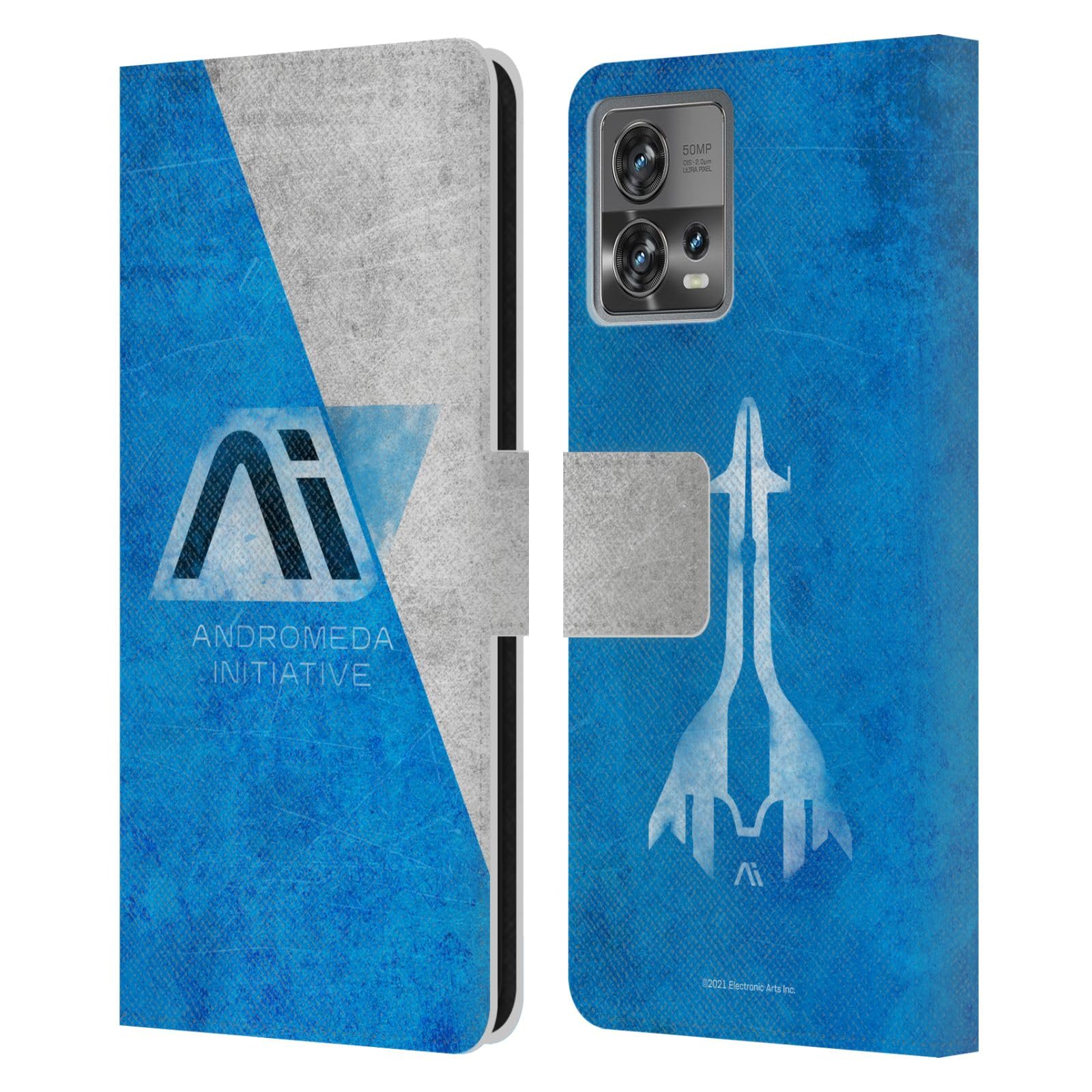 Head Case DesignsOfficially Licensed EA Bioware Mass Effect Initiative Distressed Andromeda Graphics Leather Book Wallet Case Cover Compatible With Motorola Moto Edge 30 Fusion