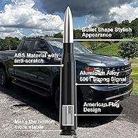 Vista 3 de Antena de Automóvil Camión con Tapas de Válvula de Neumático Bandera Americana Universal Repuesto Corto para GMC Sierra Chevy Silverado Dodge Ram