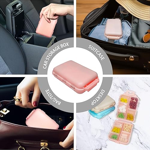 Miniatura 9 de Mini pastillero con 161 etiquetas, para uso diario, viaje, 7 días, unidad, azul Beige,Azul,Gris,Rosa,Púrpura,Blanco