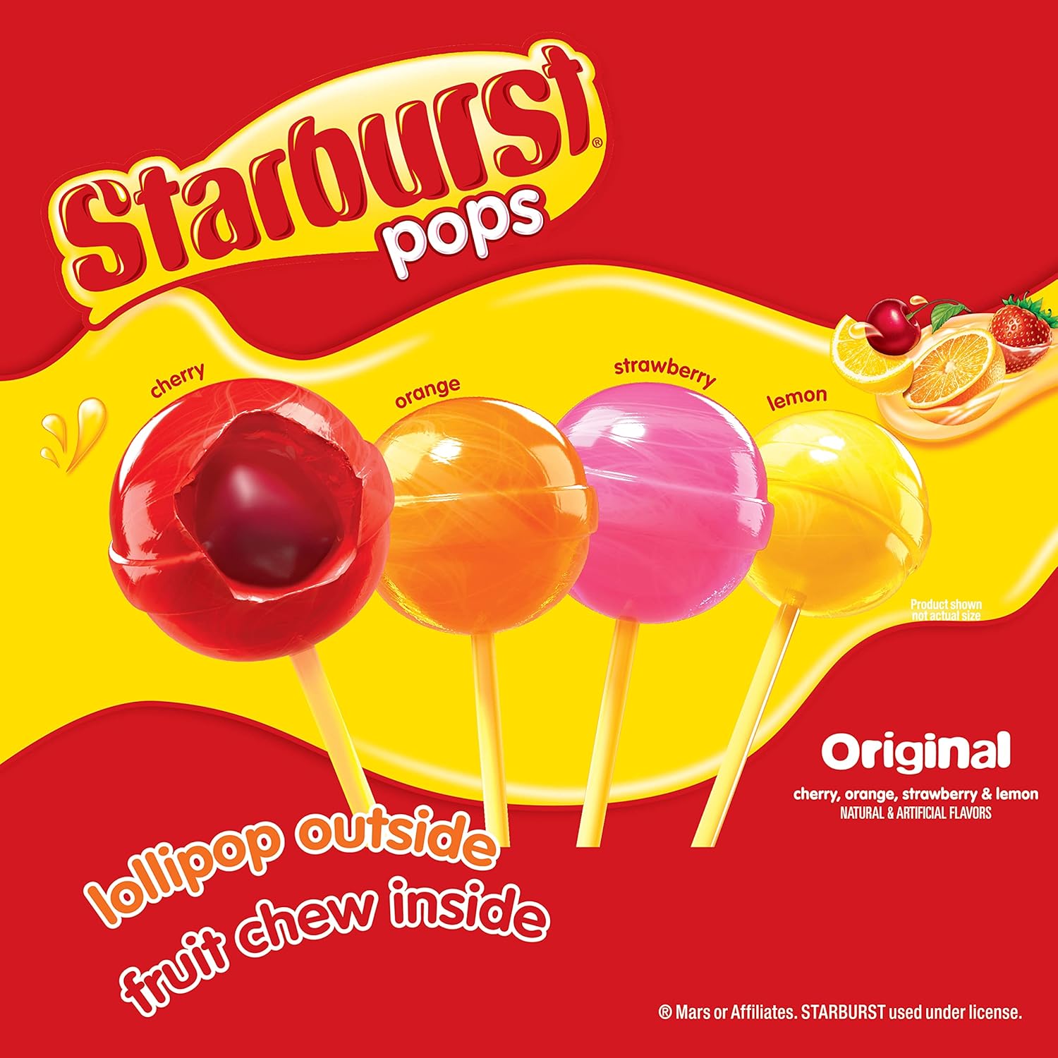 Spangler Candy Original Starburst Lollipops - Bulk Candy Variety Pack with Fruit Lollipops Individually Wrapped, Mixed Flavor Starburst Pops - 72 Count Display Box