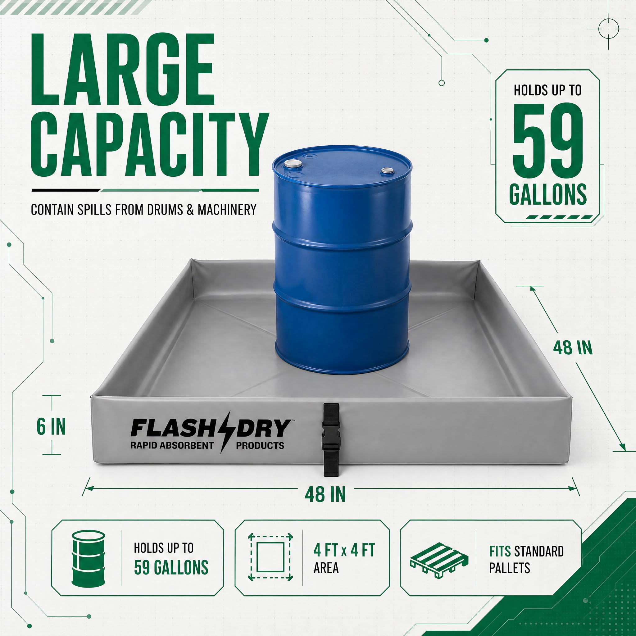 FLASHDRY Portable Spill Containment Berm, Folding Duck Pond, 4'' x 4'' — Amazon image 4