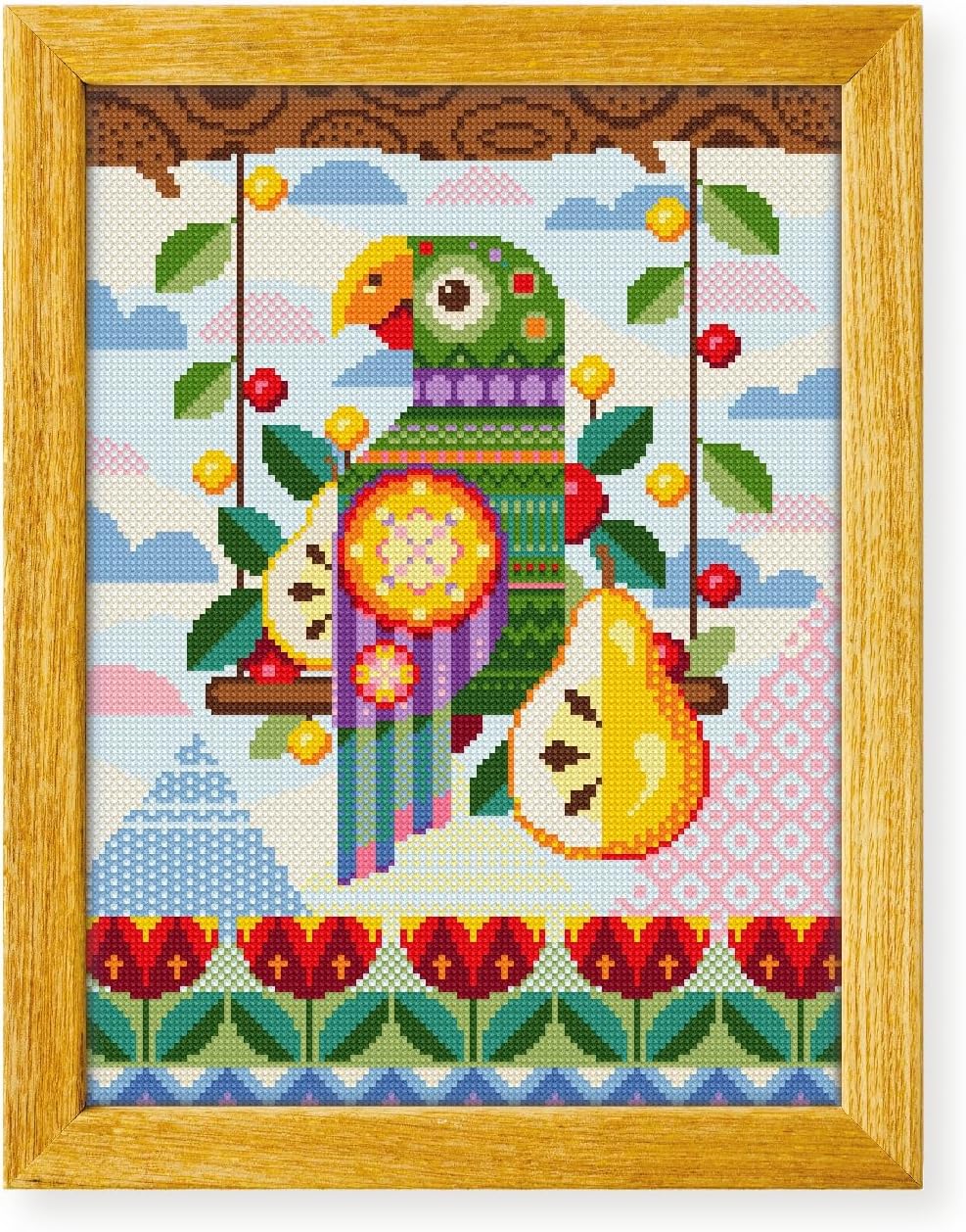 Awesome Pattern Studio Sun Parrot and Fruits DS1595, Diamond Painting Kit, Diamond Art Kits for Adults, Full Drill 5D Diamond Dots Kits. All Items Included.