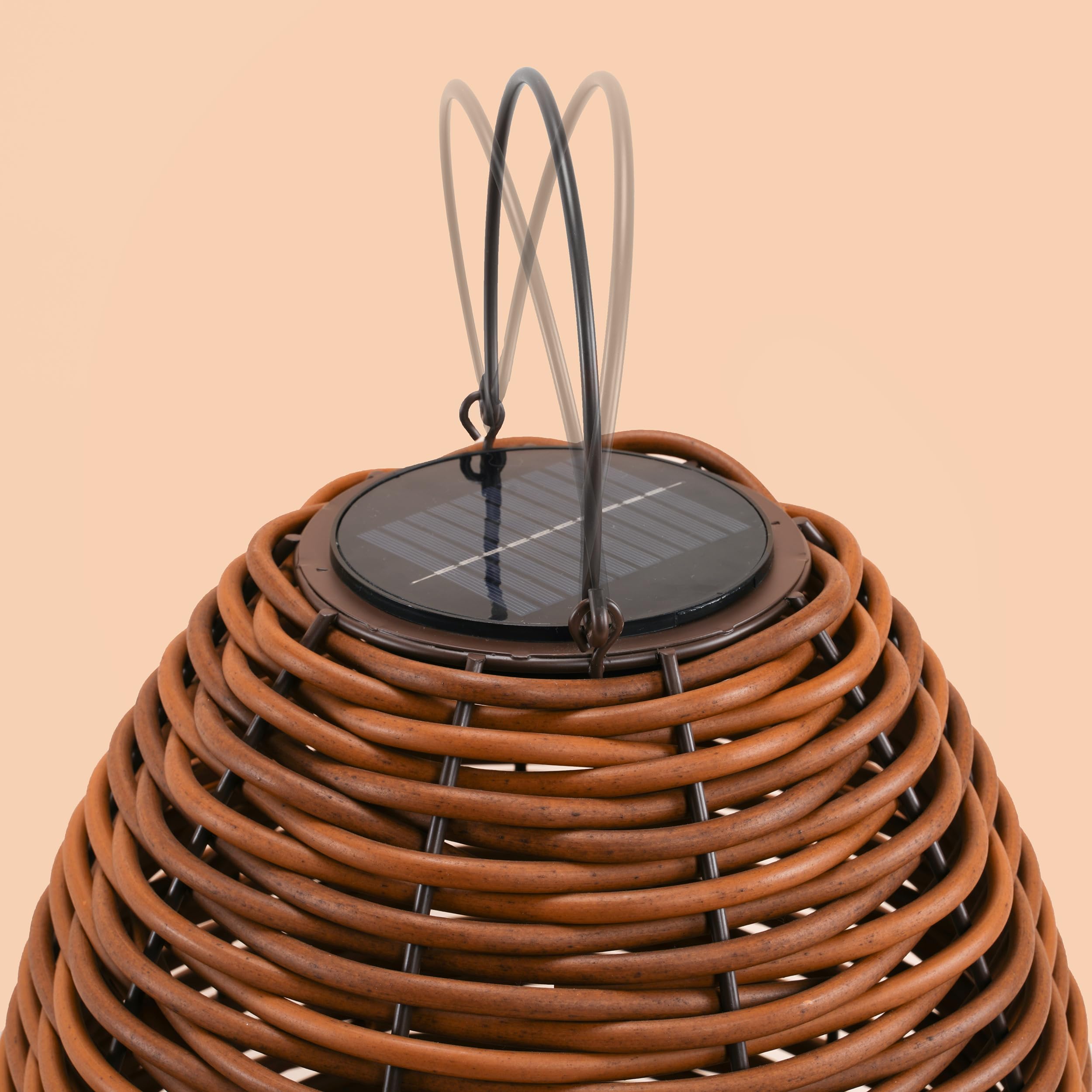 Esotec Solar Rattanleuchte Victoria 60, Polyrattan, USB-C Ladeanschluss, CCT Funktion, 3 Lichtfarben, Akku, Metallgestell, IP44, Solarleuchte Rattan, wetterfest, outdoor, außen, 102279