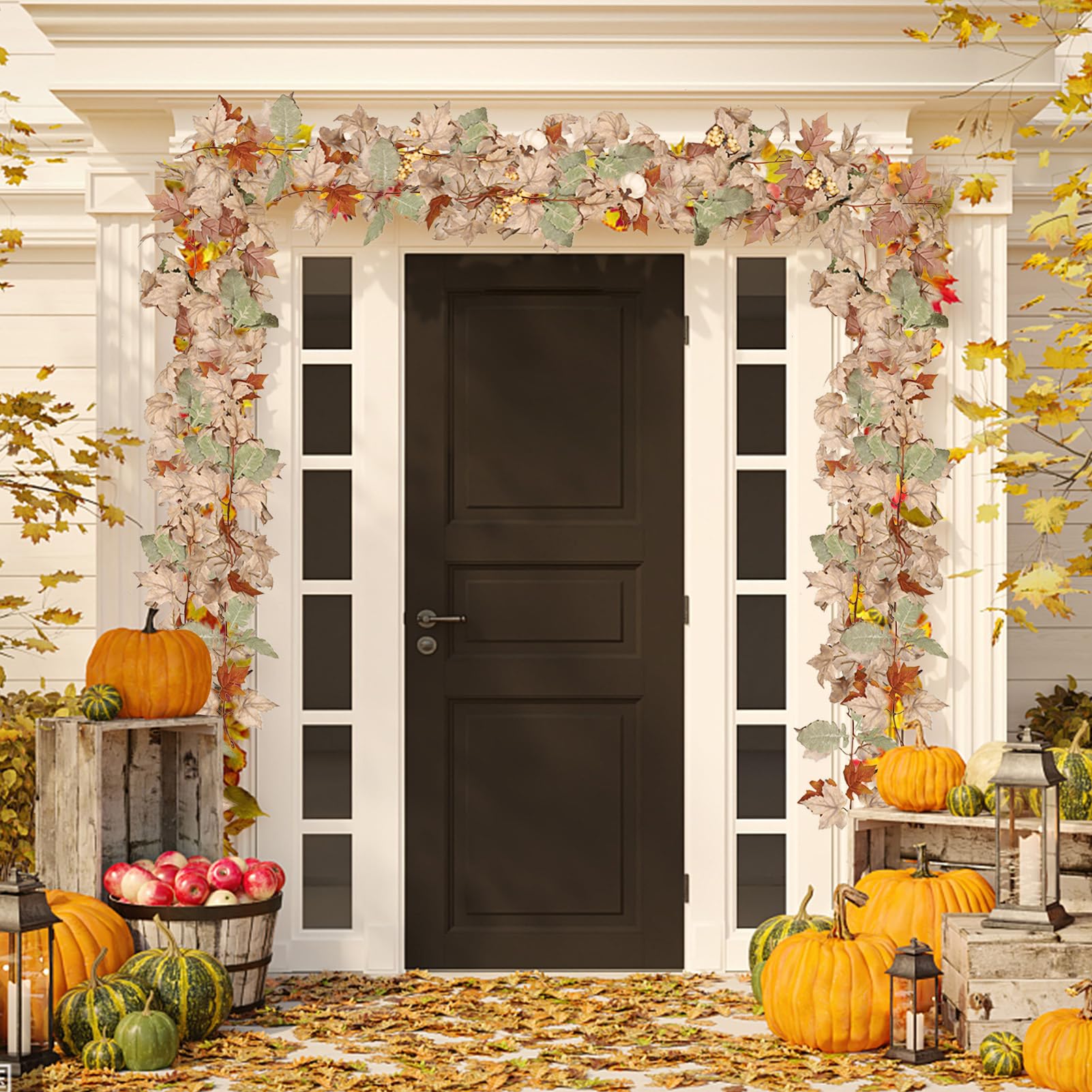 Herbst Girlande 180cm Mit Ahornblättern - Künstliche Laubgirlande Für Kamin, Tür & Fensterdekoration