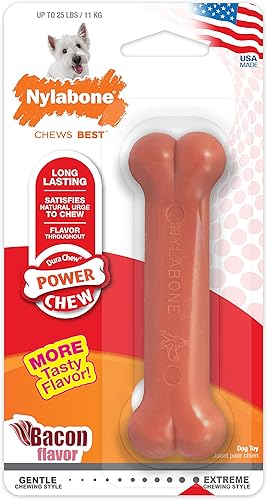 Vista 113 de Nylabone Power Chew Juguete masticable duradero con sabor a pollo, para perros medianos, para masticadores agresivos, huesos indestructibles, M/lobo