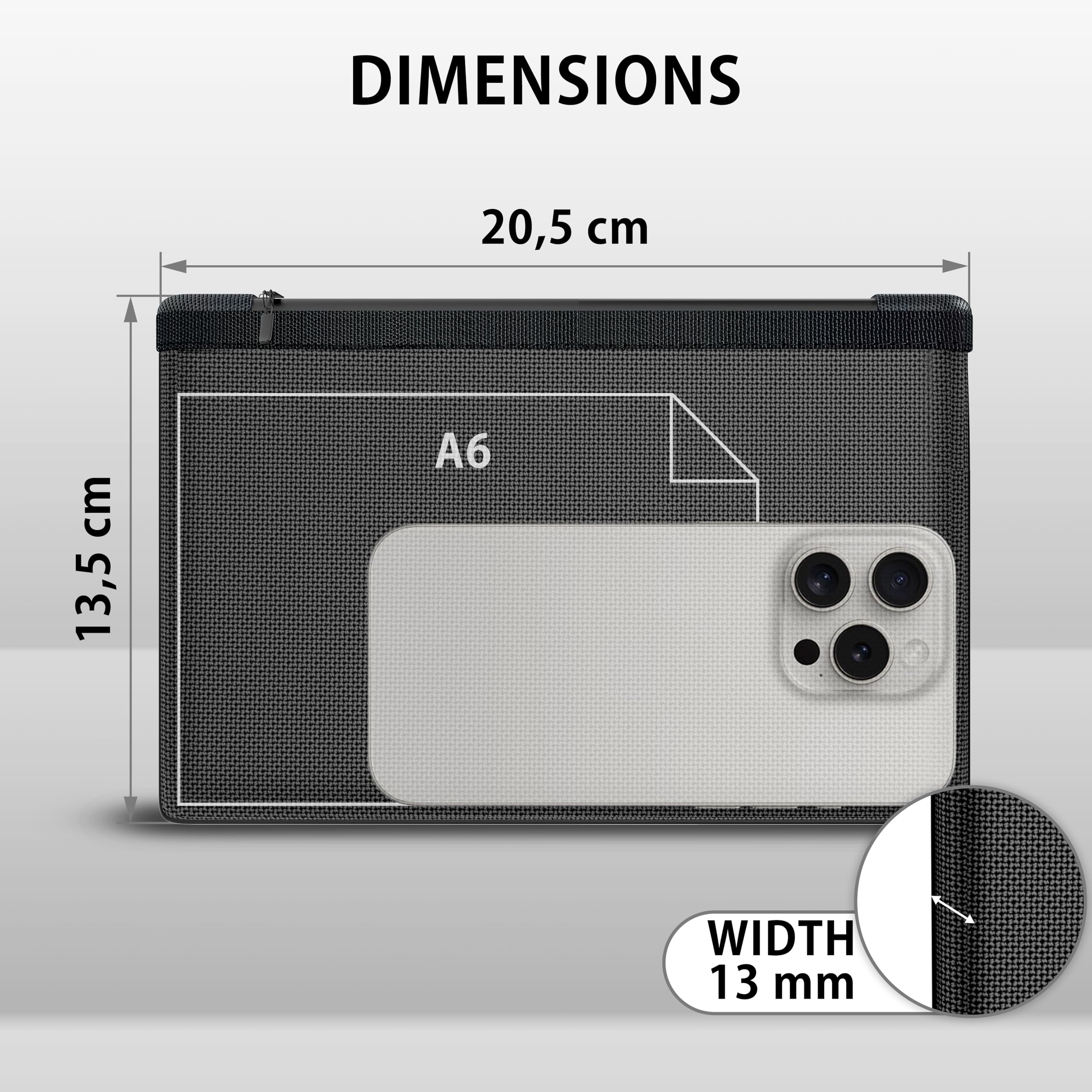 Bolsa Ignifuga para Dinero y Documentos 13,5 x 20,5 cm con Revestimiento Interior de Aluminio y Cremallera Impermeable Caja DIN A6