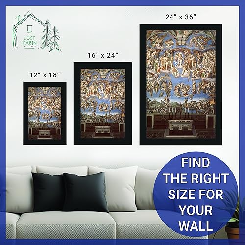 Miniatura 6 de Lost Cabin The Last Judgement de Miguel Ángel  Lienzo en marco plano negro  Reproducción de pinturas de obras de arte finas  Póster decorativo
