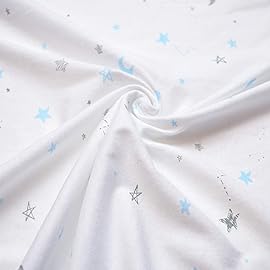 TL Care 2 Pack 100% Natural Cotton Fitted Pack and Play Sheets 39 x 27 - Soft & Breathable Pack N Play Sheets for Playard & Mini Crib Mattress, Blue Stars/Zigzag, for Boys & Girls