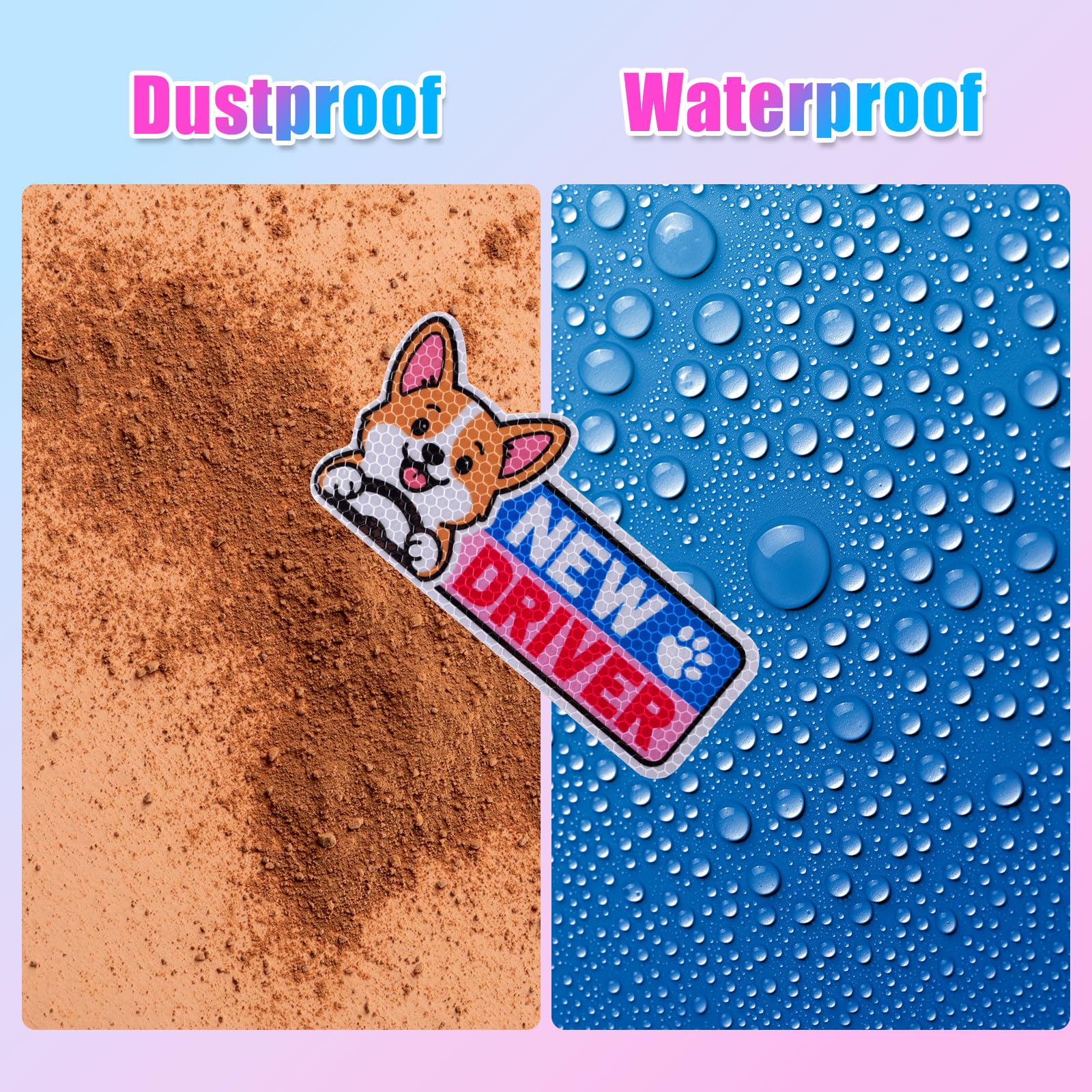 lasuroa 4pz Magneti Auto Corgi Divertente New Driver, Cartelli Riflettenti Studente Gatto Cartoon Carino Adesivi Magnetici Paraurti Riutilizzabili Avviso Sicurezza per Regali Principiante Neopatentato