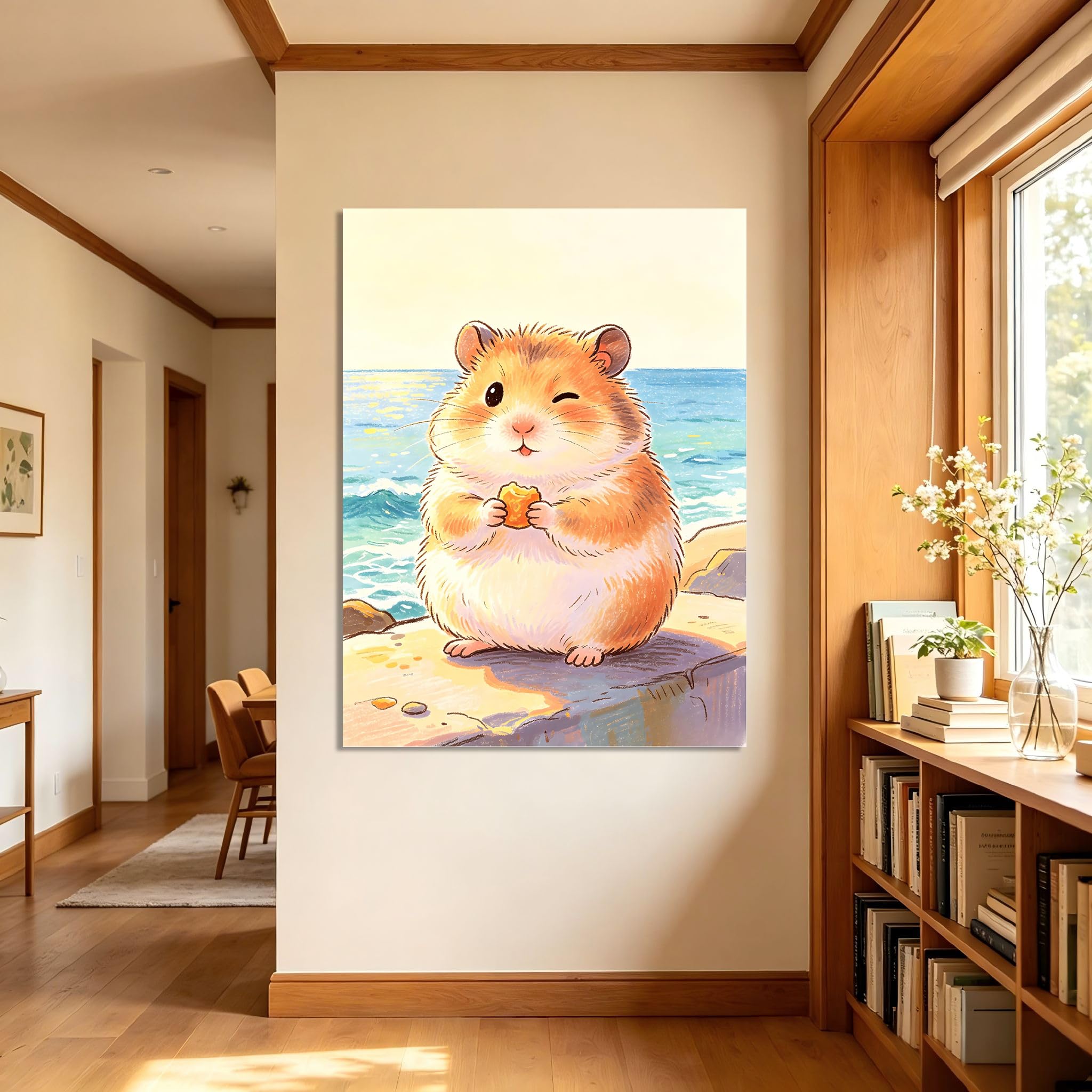TNGHHSGA Cuentos de Aventuras de Zizi 18Lienzo Decorativo de Hámster Cartoon, Cuadro Infantil para Habitación, Guardería, Dormitorio y Decoración del Hogar50x65cm Lienzo envuelto