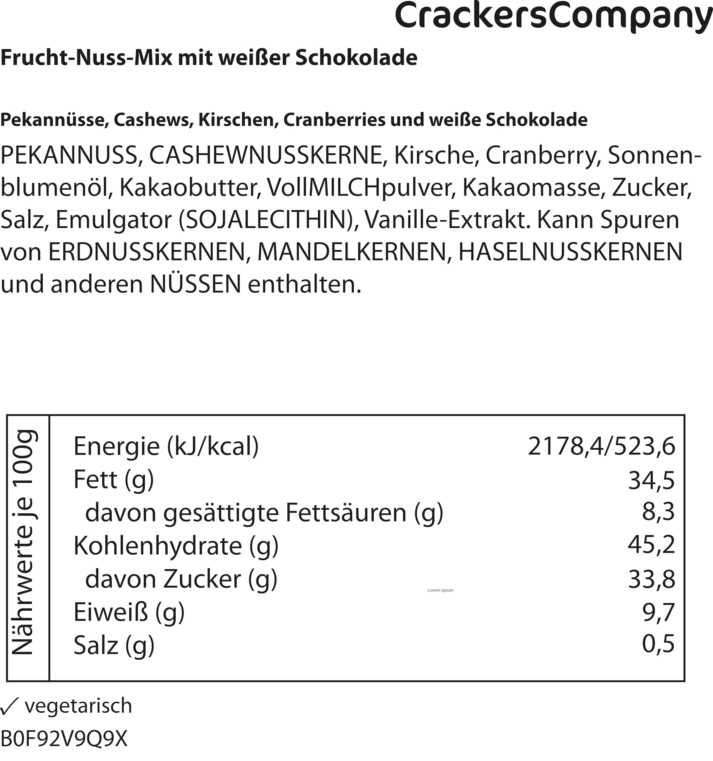 CrackersCompany Frucht-Nuss-Mix mit weißer Schokolade 3000g – edel, fruchtig, ausgewogen