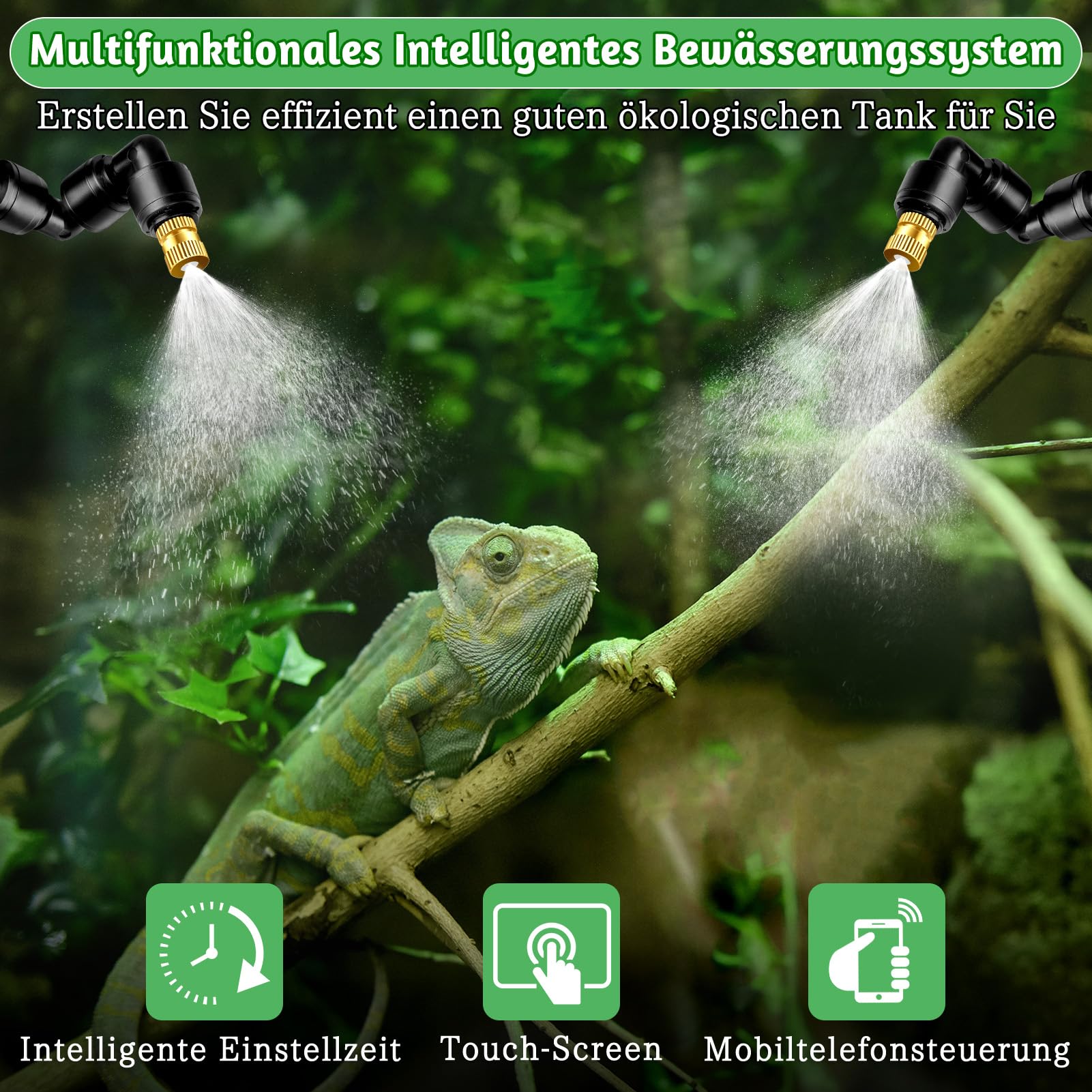 Beregnungsanlage Terrarium, 2025 WiFi Neues Luftbefeuchter Terrarium, Mobiltelefonsteuerung Intelligentes Reptilien Benebelungssystem Kann um 360° Gedreht Werden